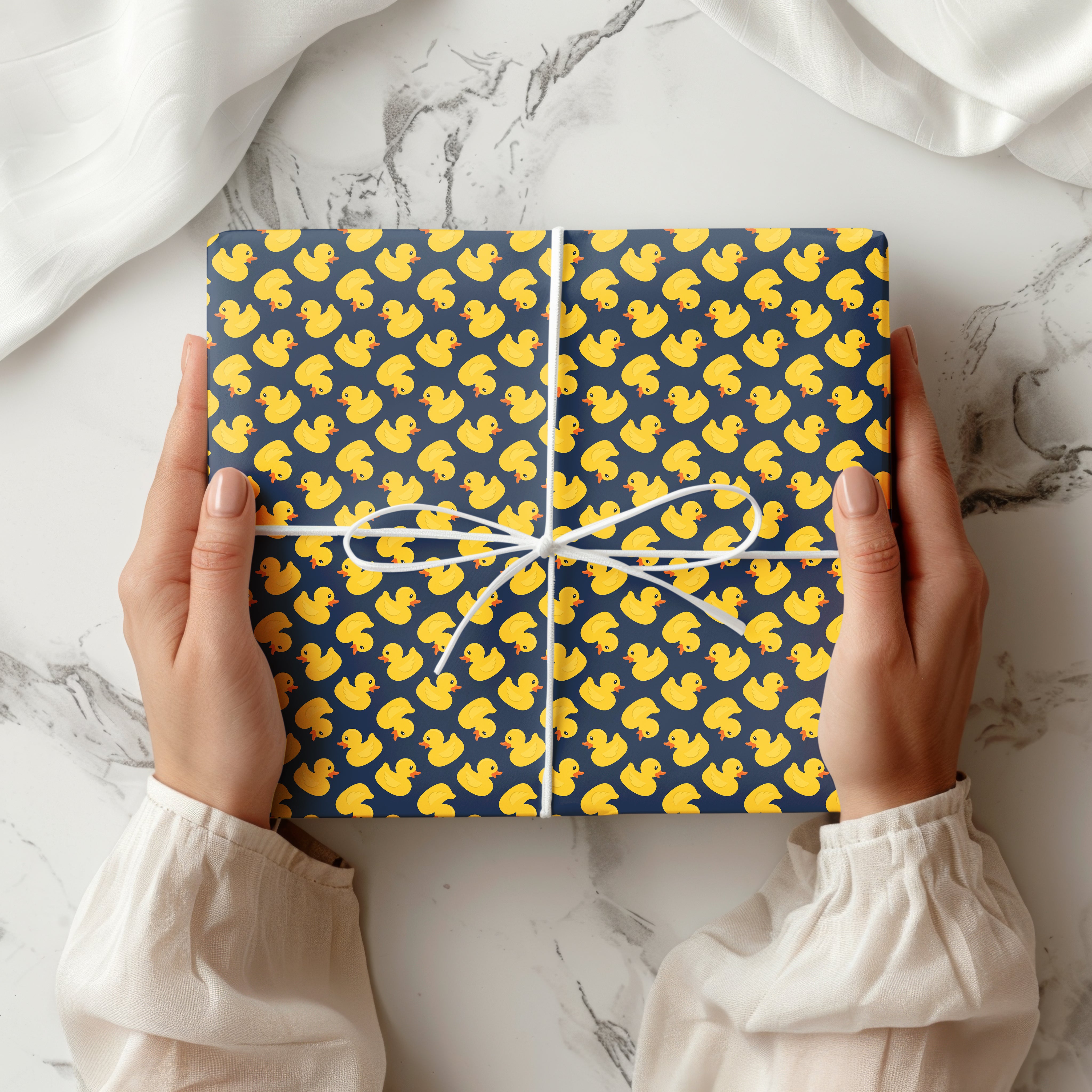 Rubber Duck Wrapping Paper Sheet – Cute Yellow Duck Gift Wrap for Baby Showers or Kids' Birthdays