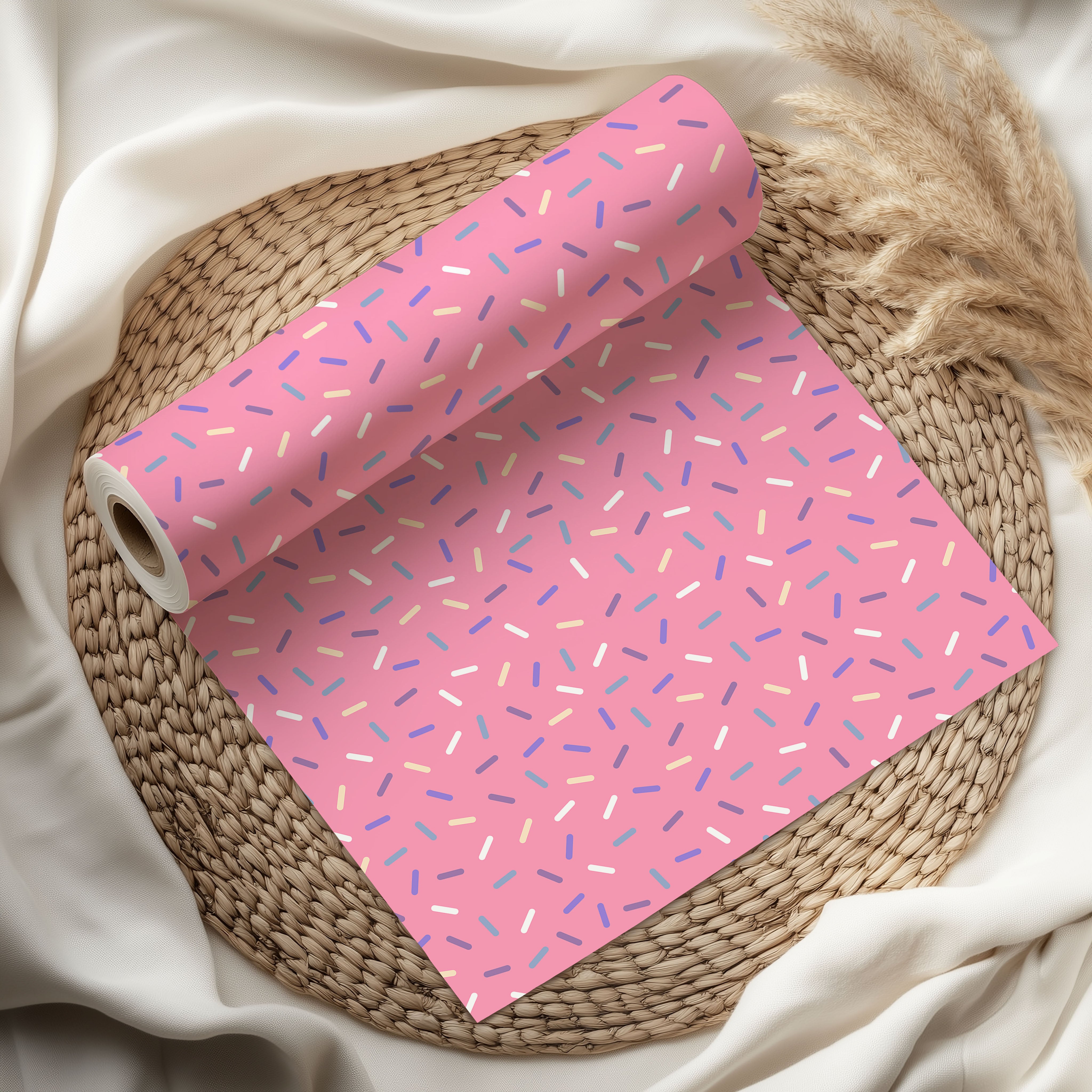 Pink Sprinkle Wrapping Paper – Fun Pastel Gift Wrap Sheet for Birthdays & Celebrations
