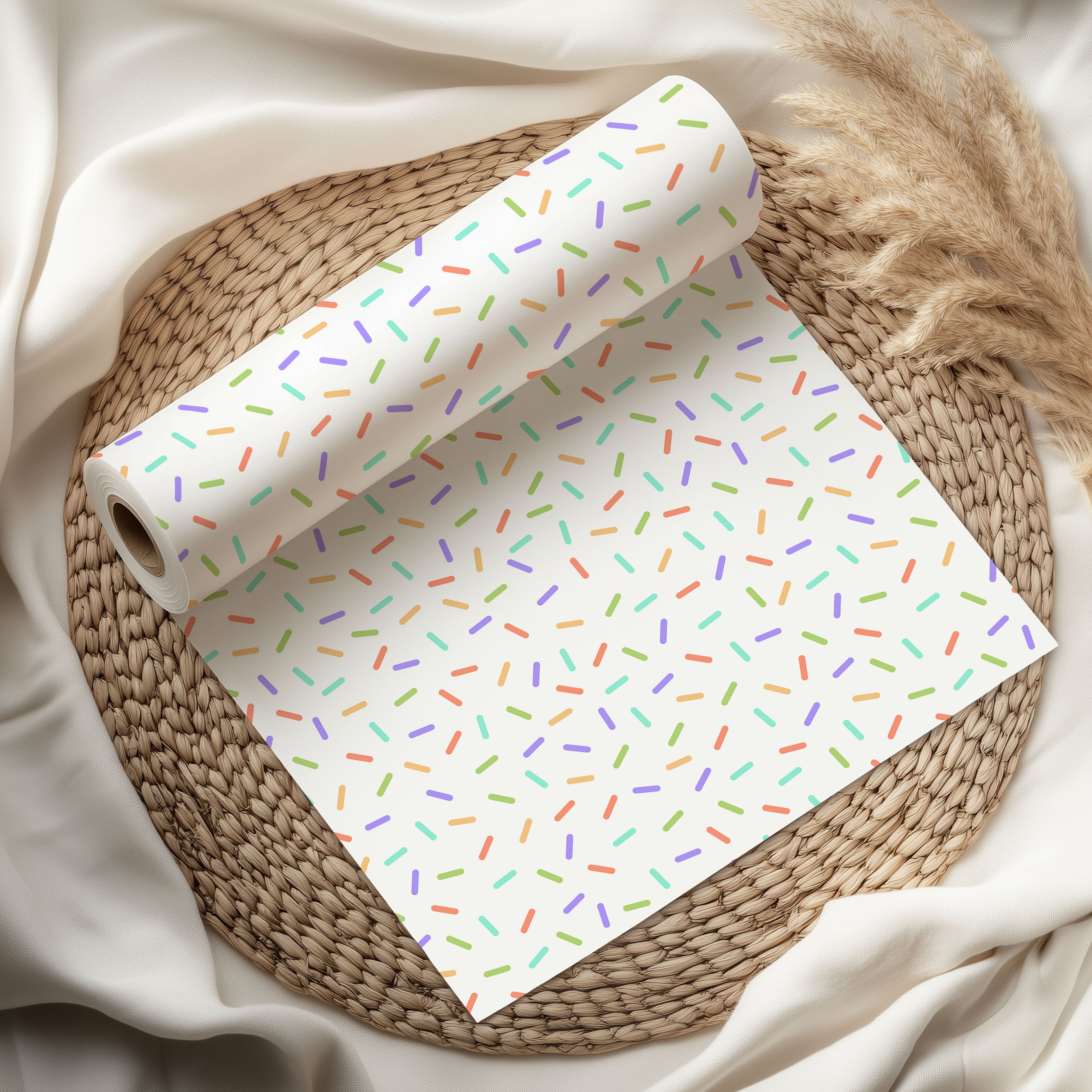 White Sprinkle Wrapping Paper – Fun Pastel Gift Wrap Sheet for Birthdays & Celebrations