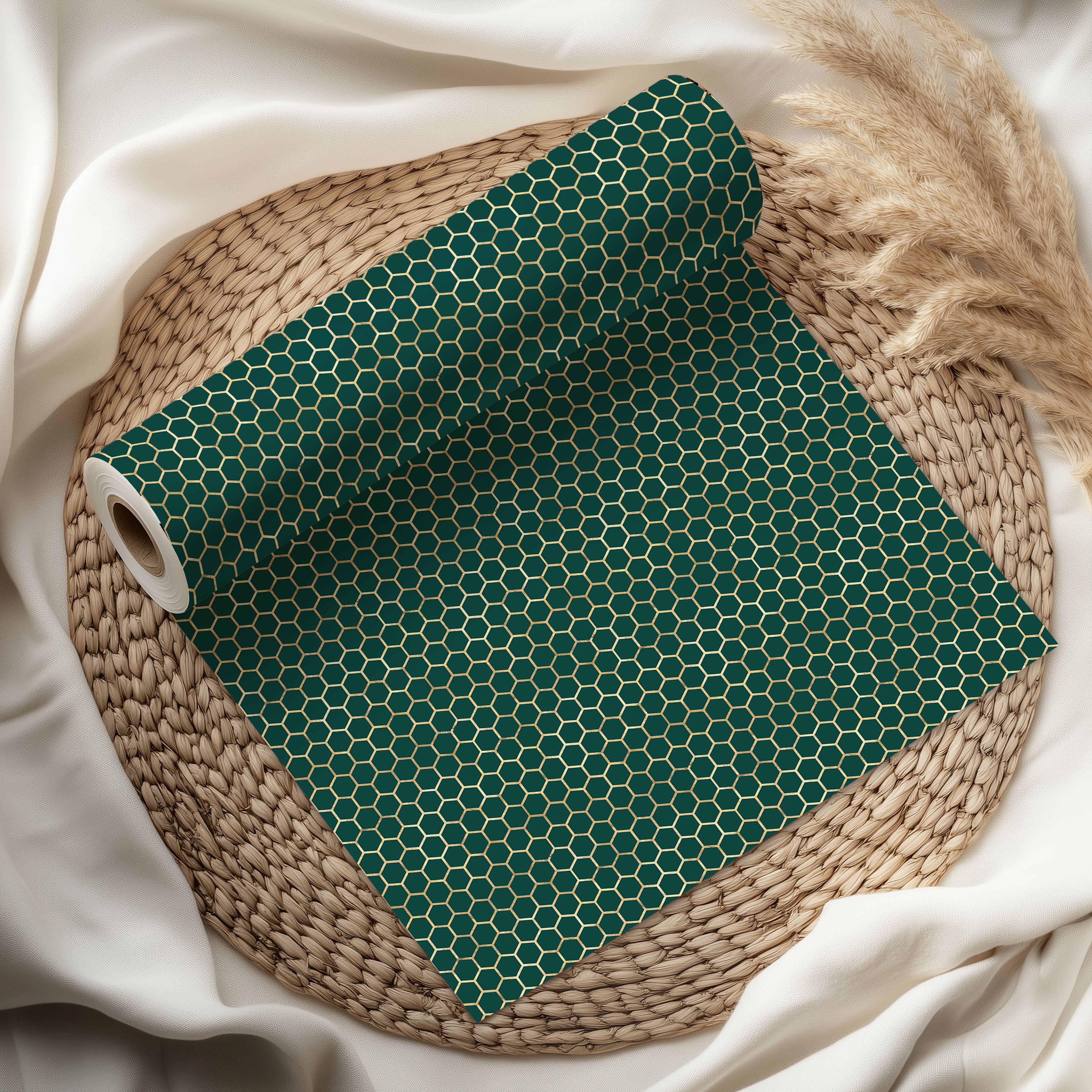 Geometric Wrapping Paper – Honeycomb Pattern Gift Wrap for Modern Stylish Presents