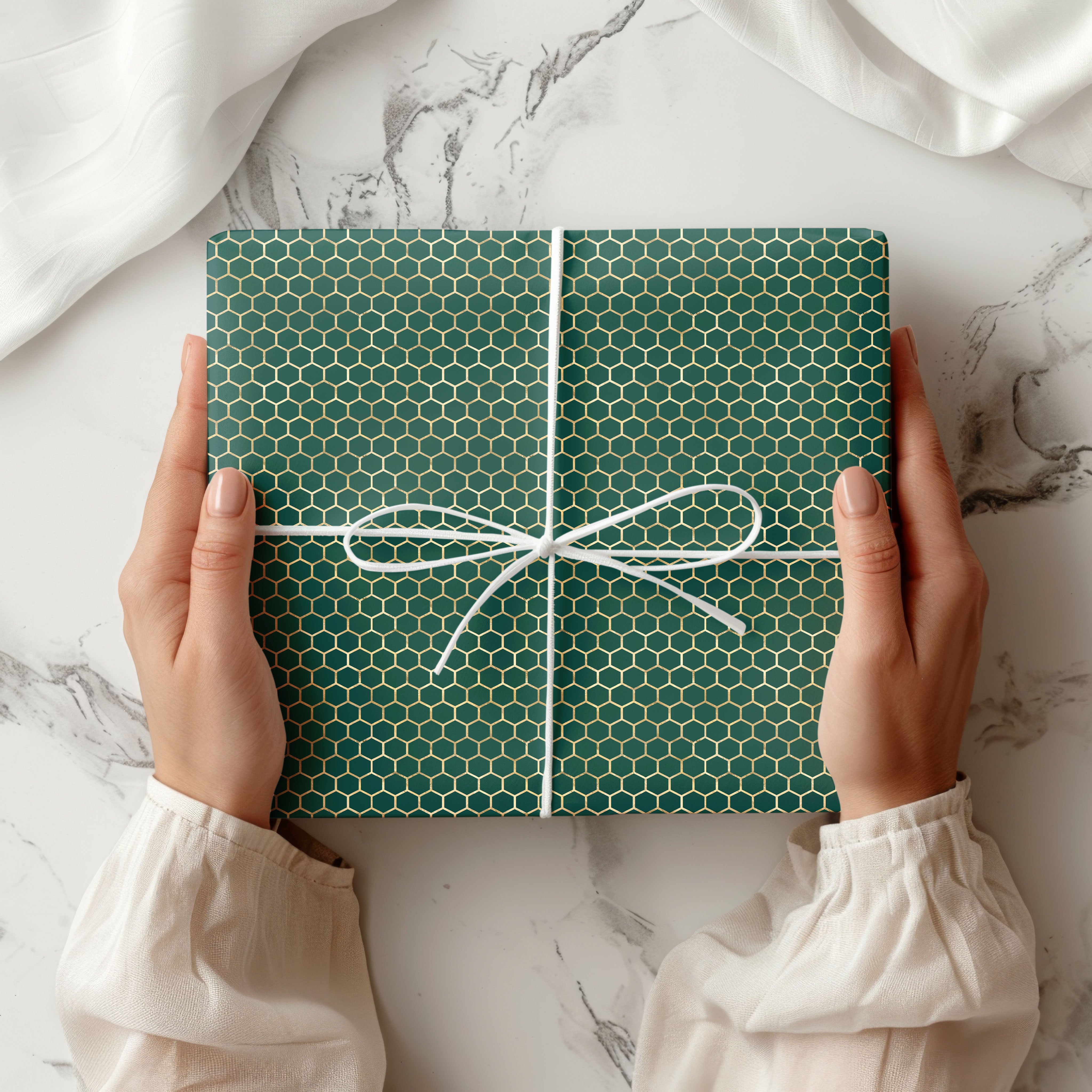 Geometric Wrapping Paper – Honeycomb Pattern Gift Wrap for Modern Stylish Presents