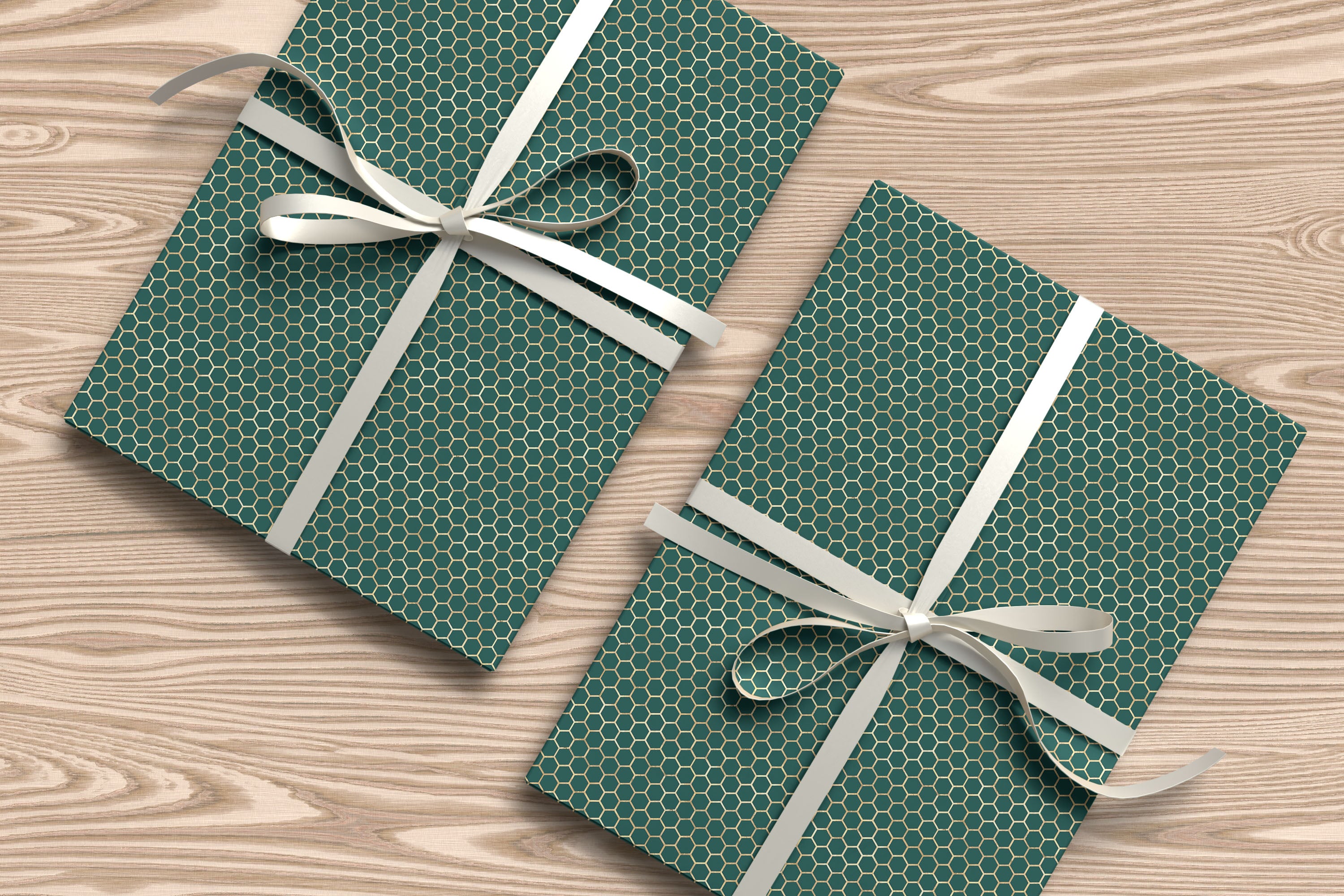 Geometric Wrapping Paper – Honeycomb Pattern Gift Wrap for Modern Stylish Presents
