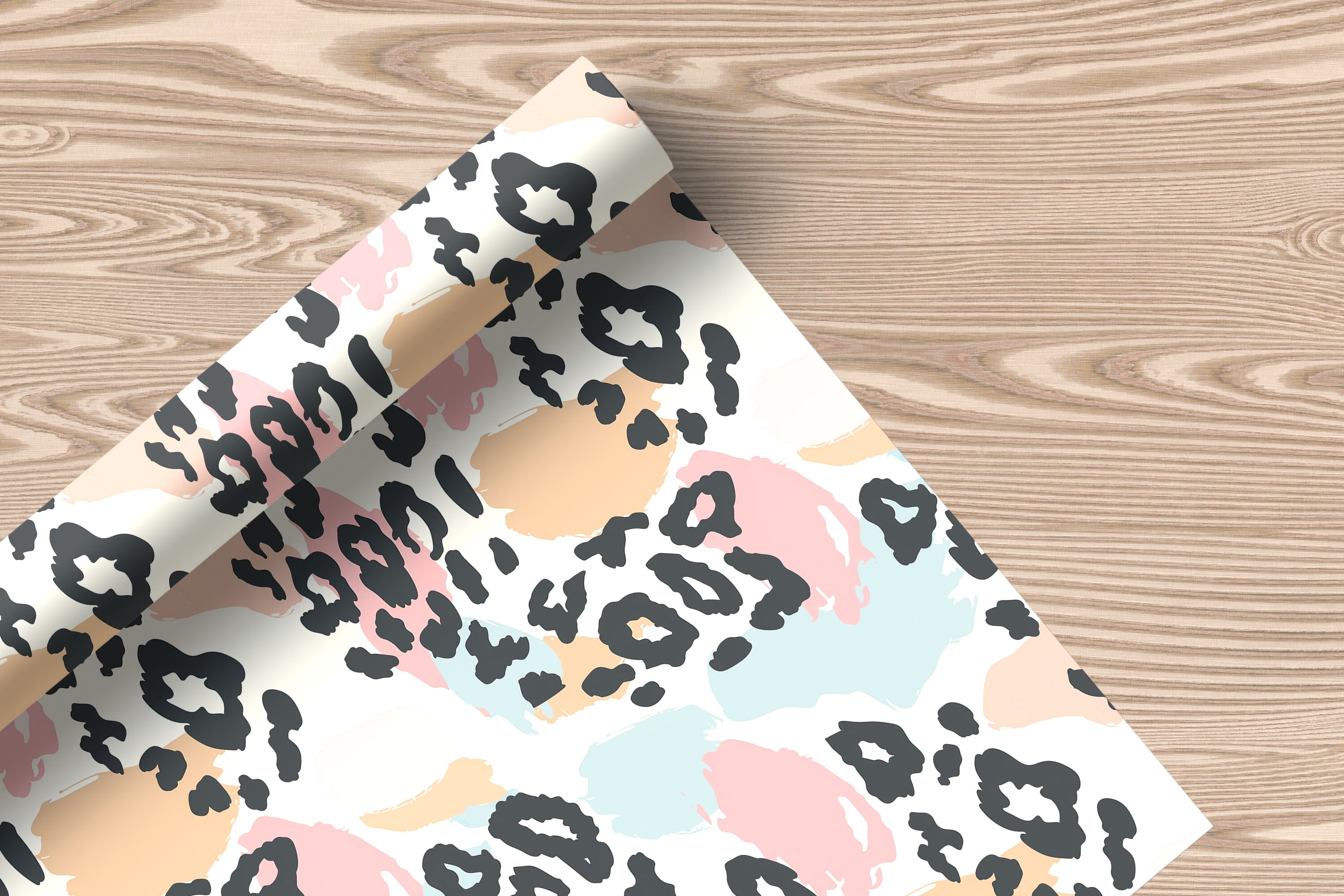 Neutral Pastel Leopard Print Wrapping Paper – Soft Blush & Beige Brush Stroke Animal Gift Wrap