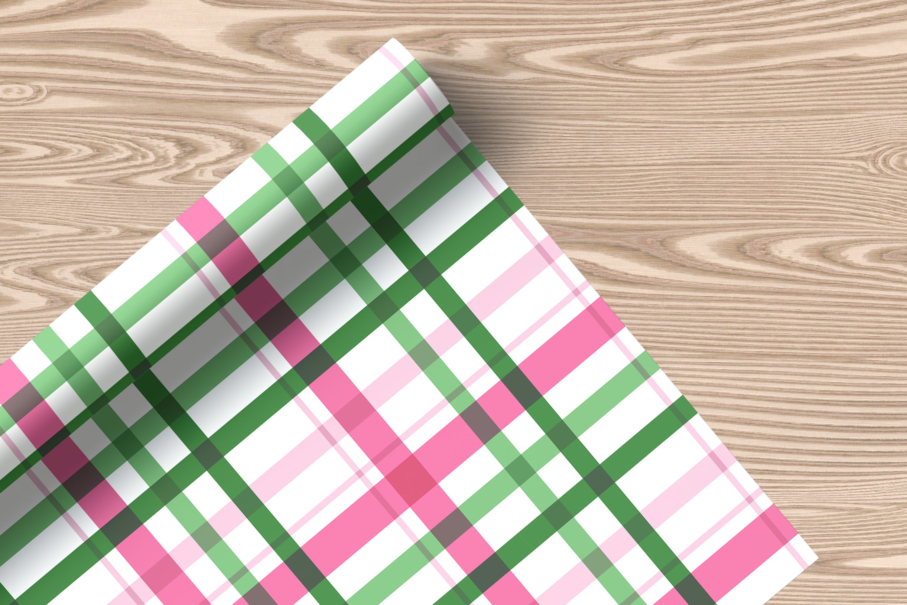 Pink and Green Plaid Wrapping Paper – Classic Tartan Style Gift Wrap for Any Occasion