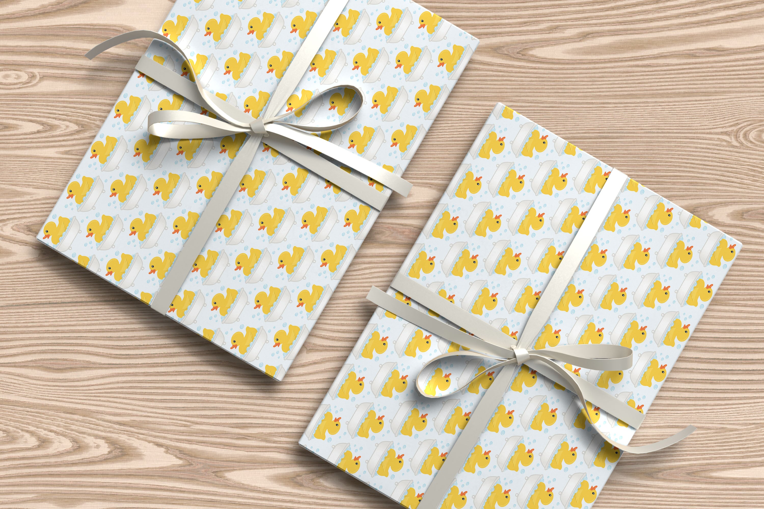 Rubber Ducks Bath Time Pattern Wrapping Paper Custom Printed Gift Wrap