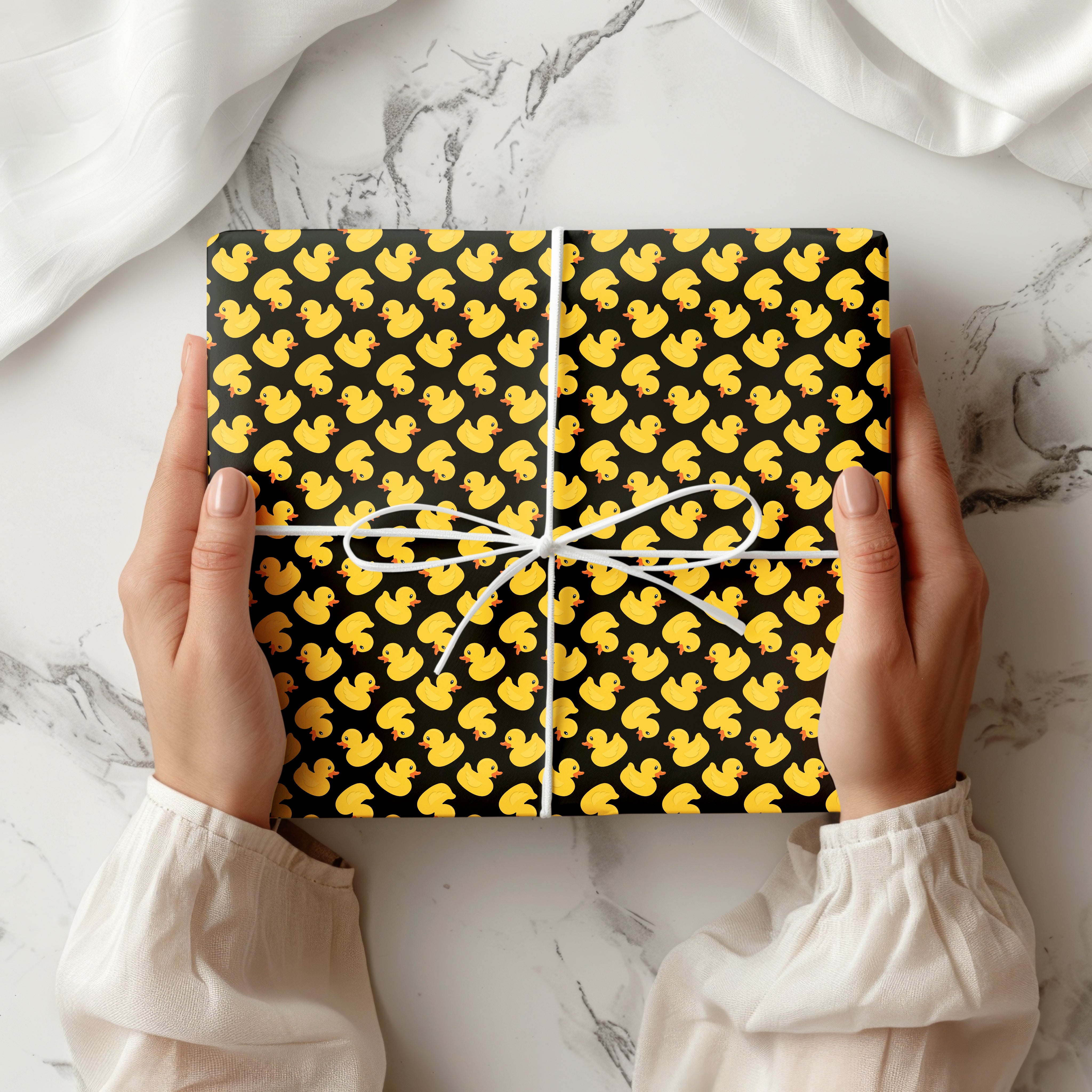 Black Yellow Rubber Duck Gift Wrapping Paper Sheets – Pack of 2 50x70cm