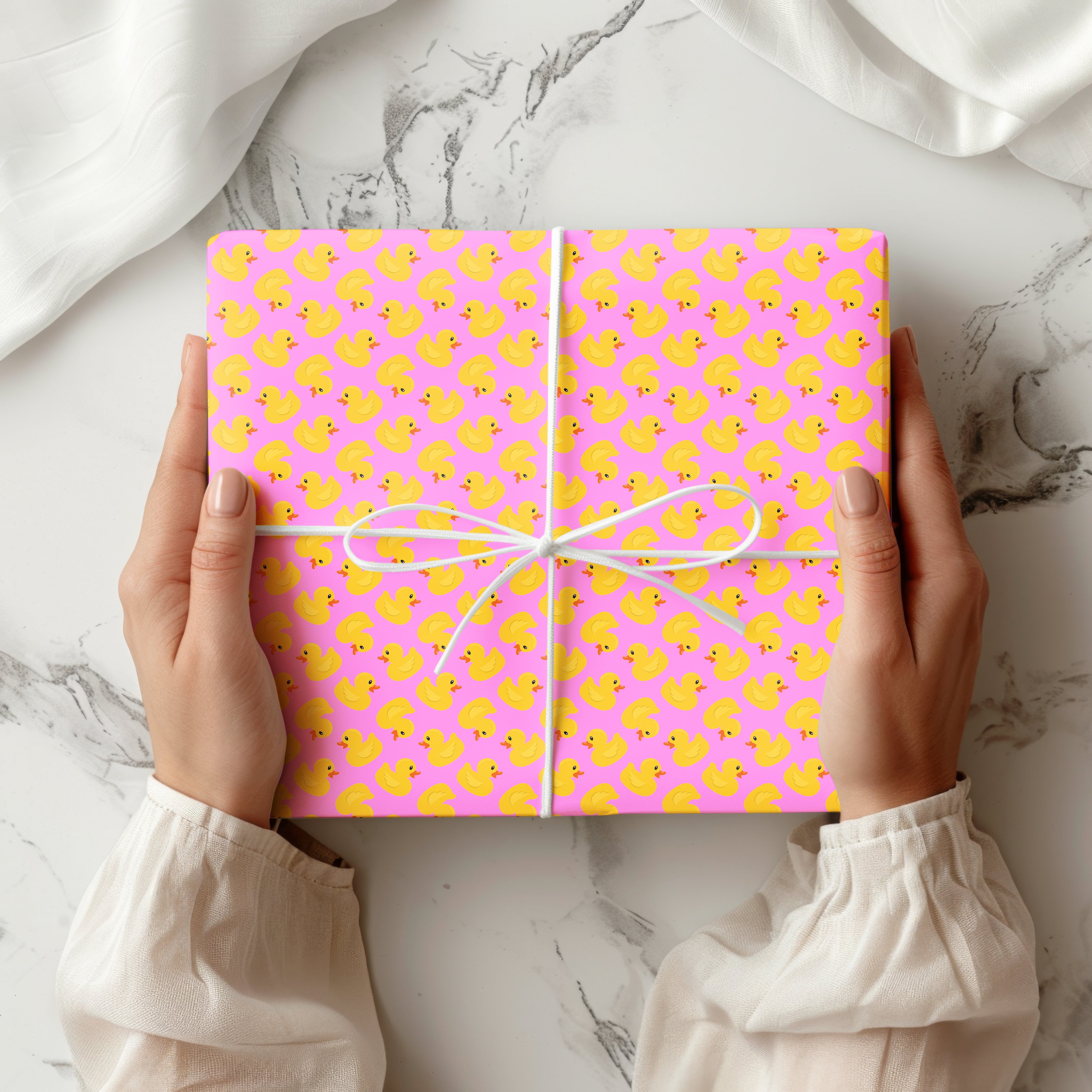 Yellow Rubber Duck Gift Wrapping Paper Sheets – Pack of 2 50x70cm Pink