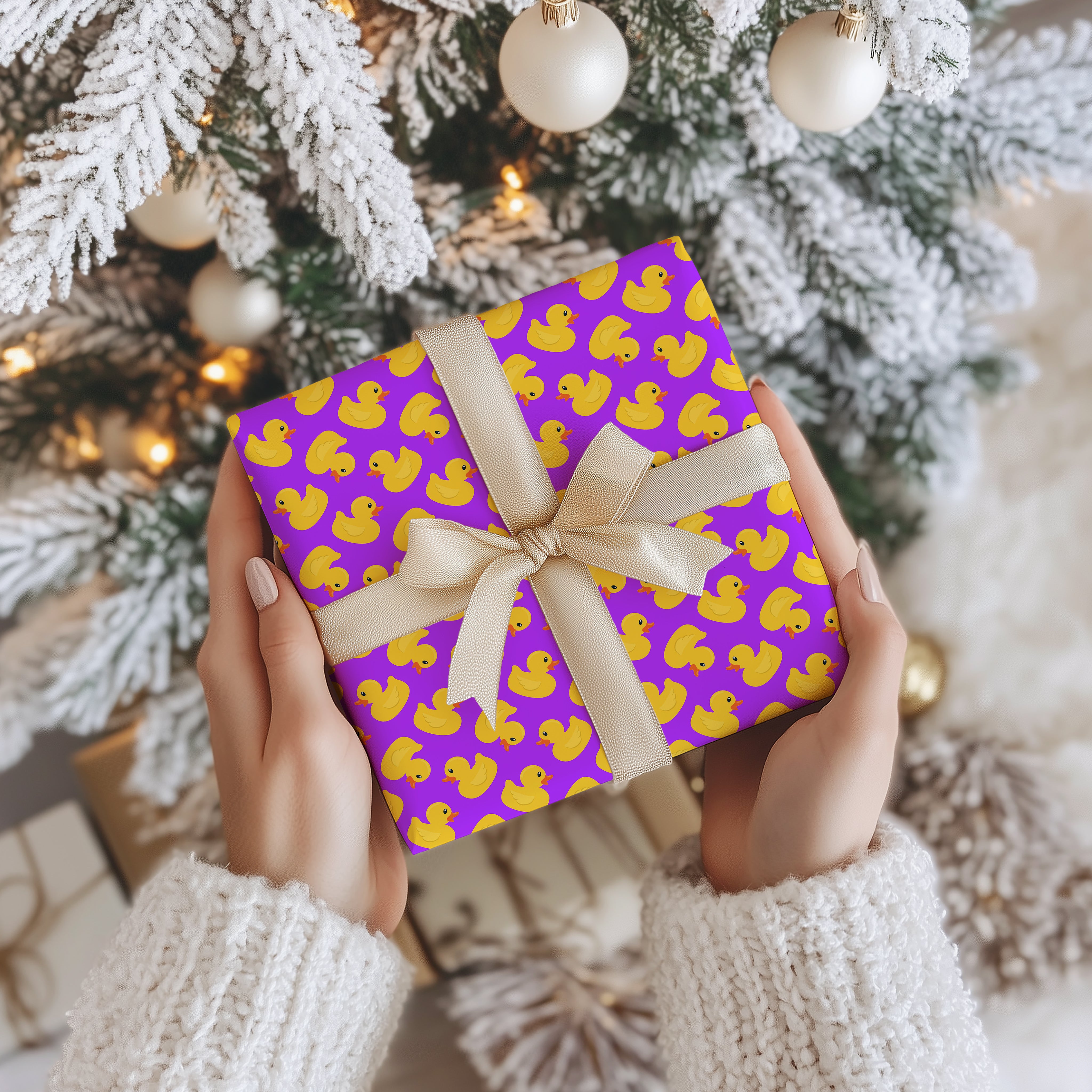 Yellow Rubber Duck Gift Wrapping Paper Sheets – Pack of 2 50x70cm Purple