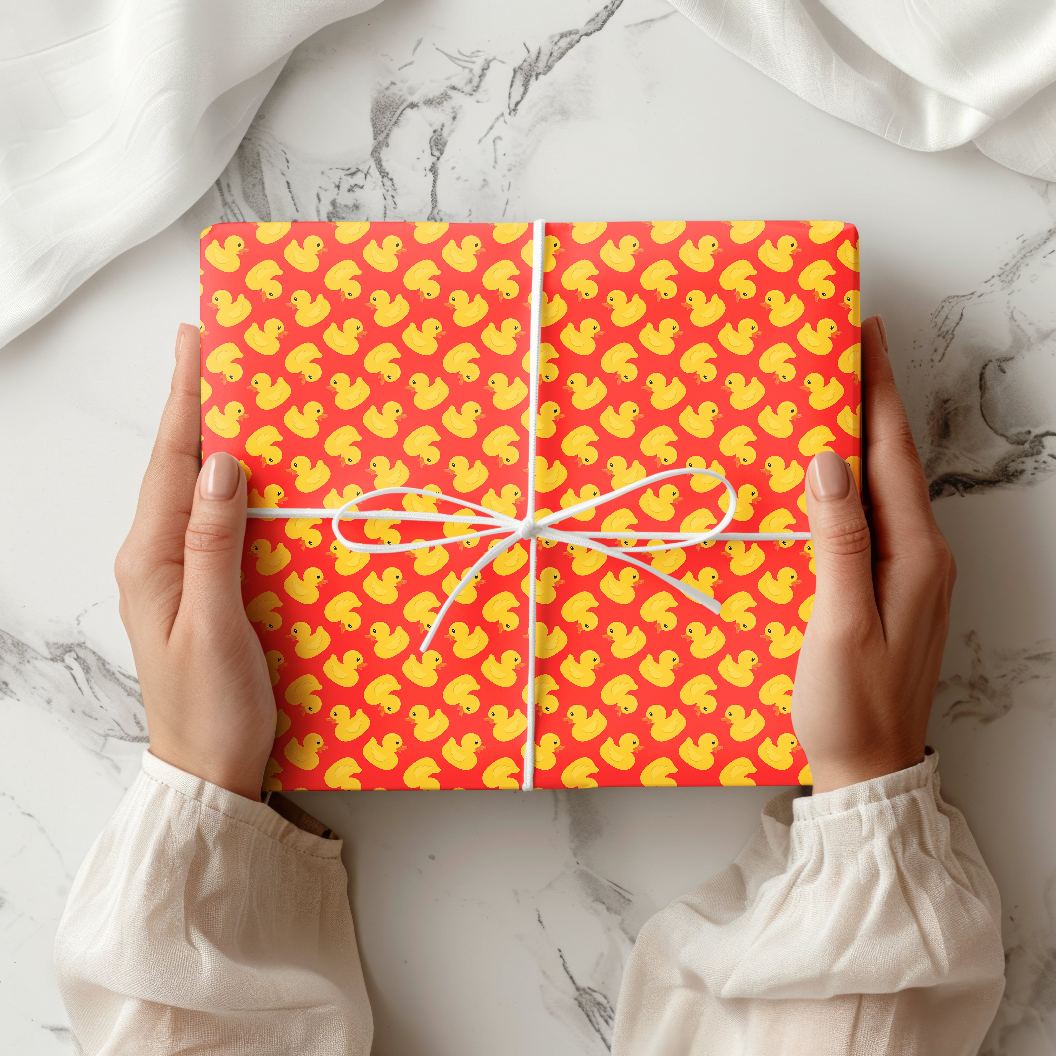 Yellow Rubber Duck Gift Wrapping Paper Sheets – Pack of 2 50x70cm Red