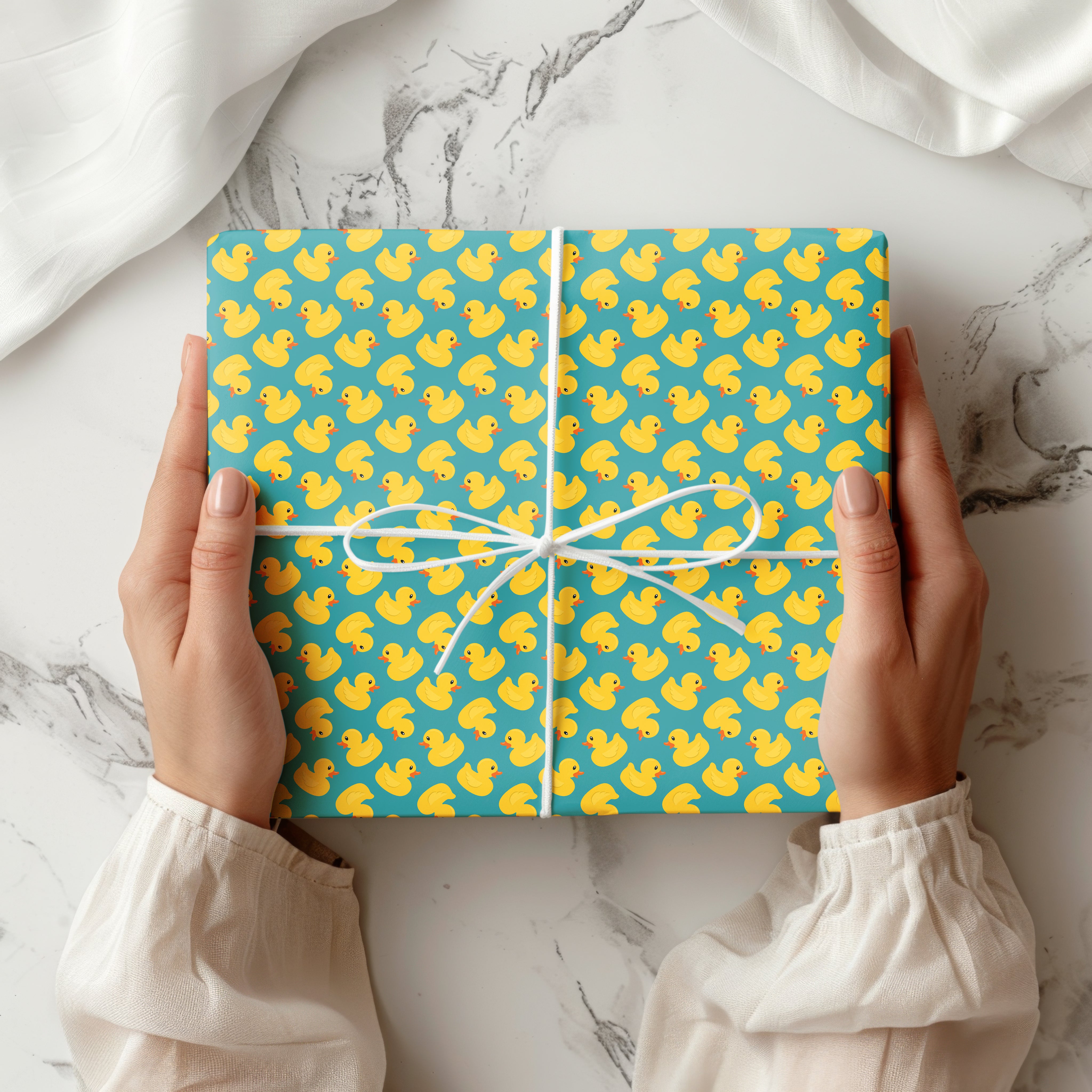 Yellow Rubber Duck Gift Wrapping Paper Sheets – Pack of 2 50x70cm Teal