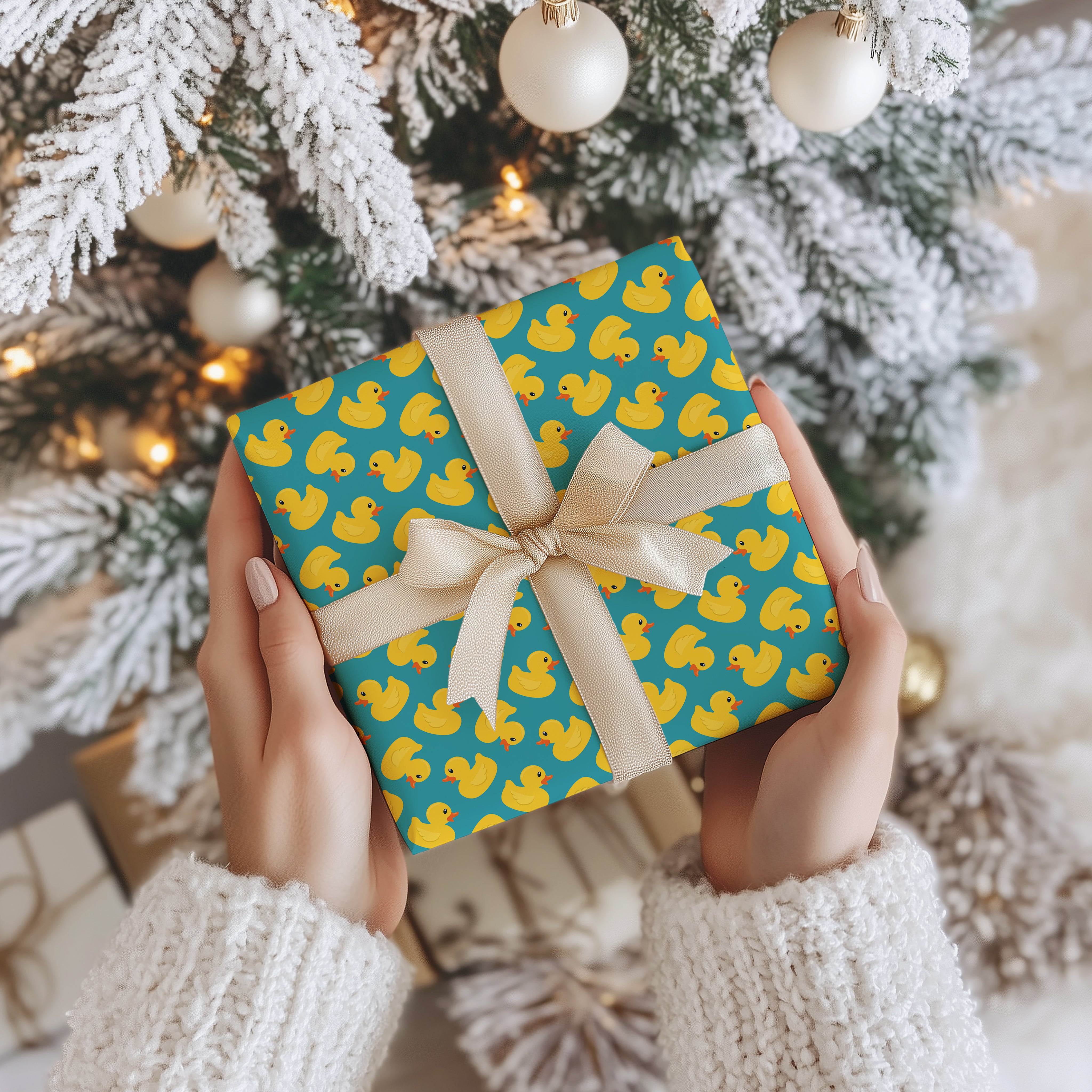 Yellow Rubber Duck Gift Wrapping Paper Sheets – Pack of 2 50x70cm Teal