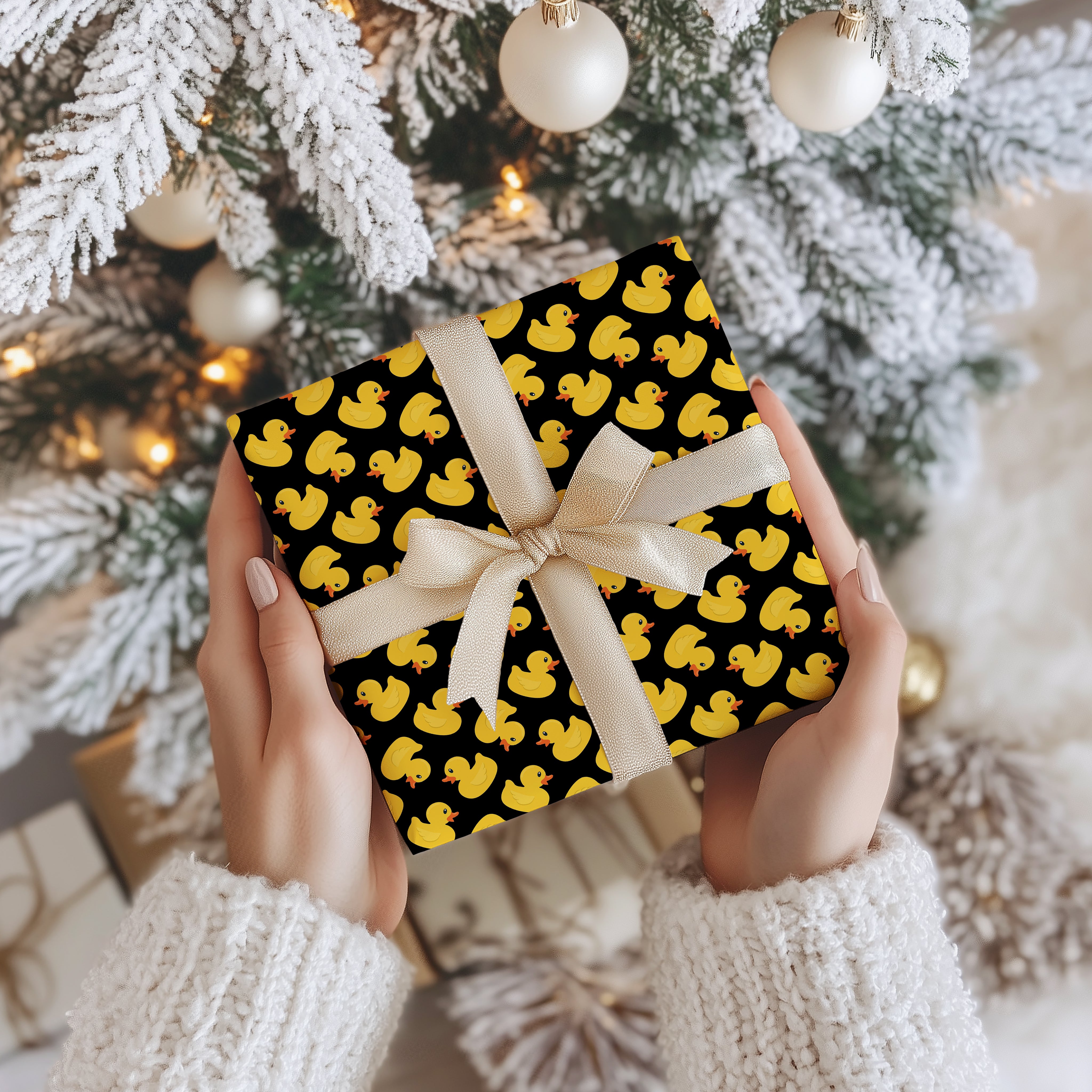 Black Yellow Rubber Duck Gift Wrapping Paper Sheets – Pack of 2 50x70cm