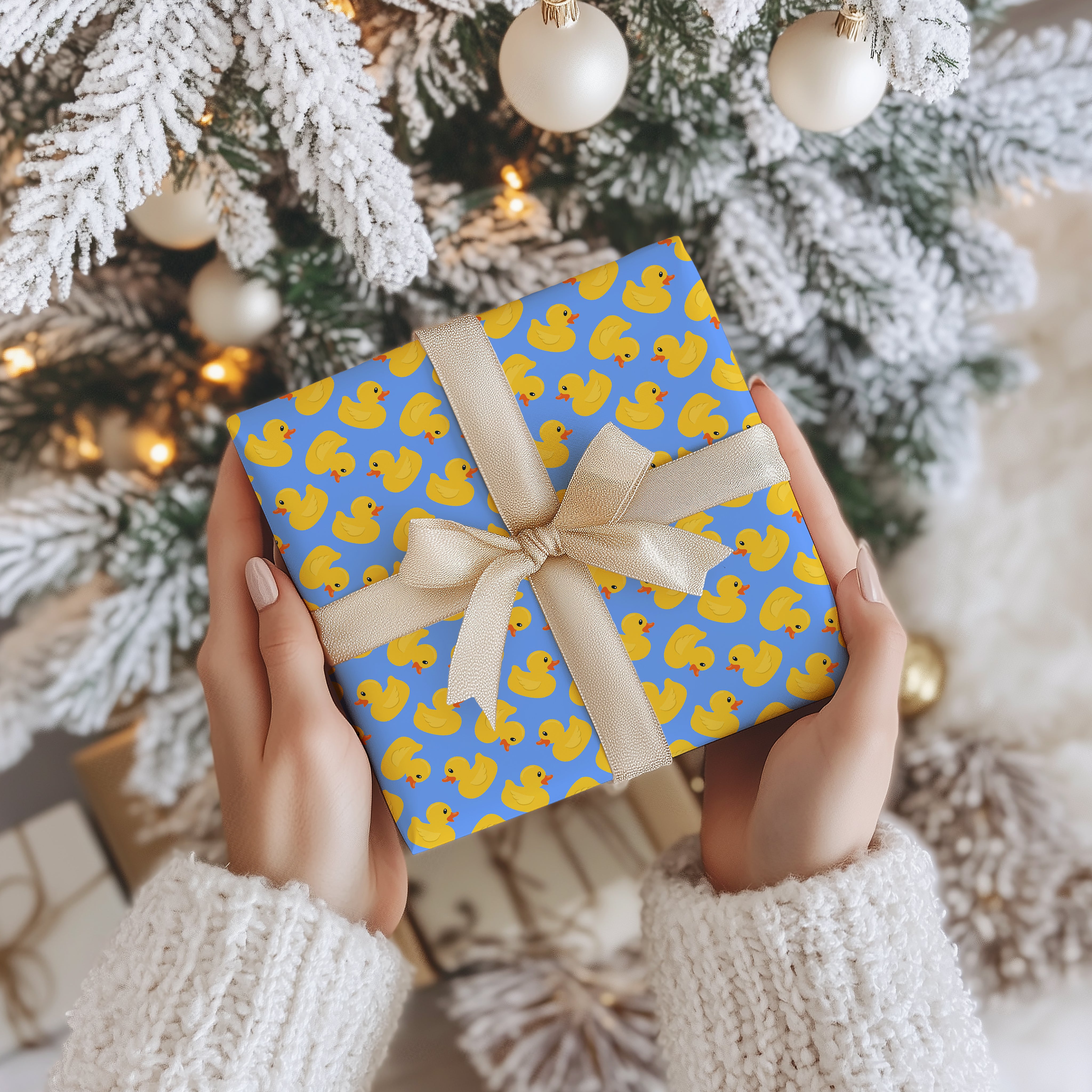 Yellow Rubber Duck Gift Wrapping Paper Sheets – Pack of 2 50x70cm Light Blue