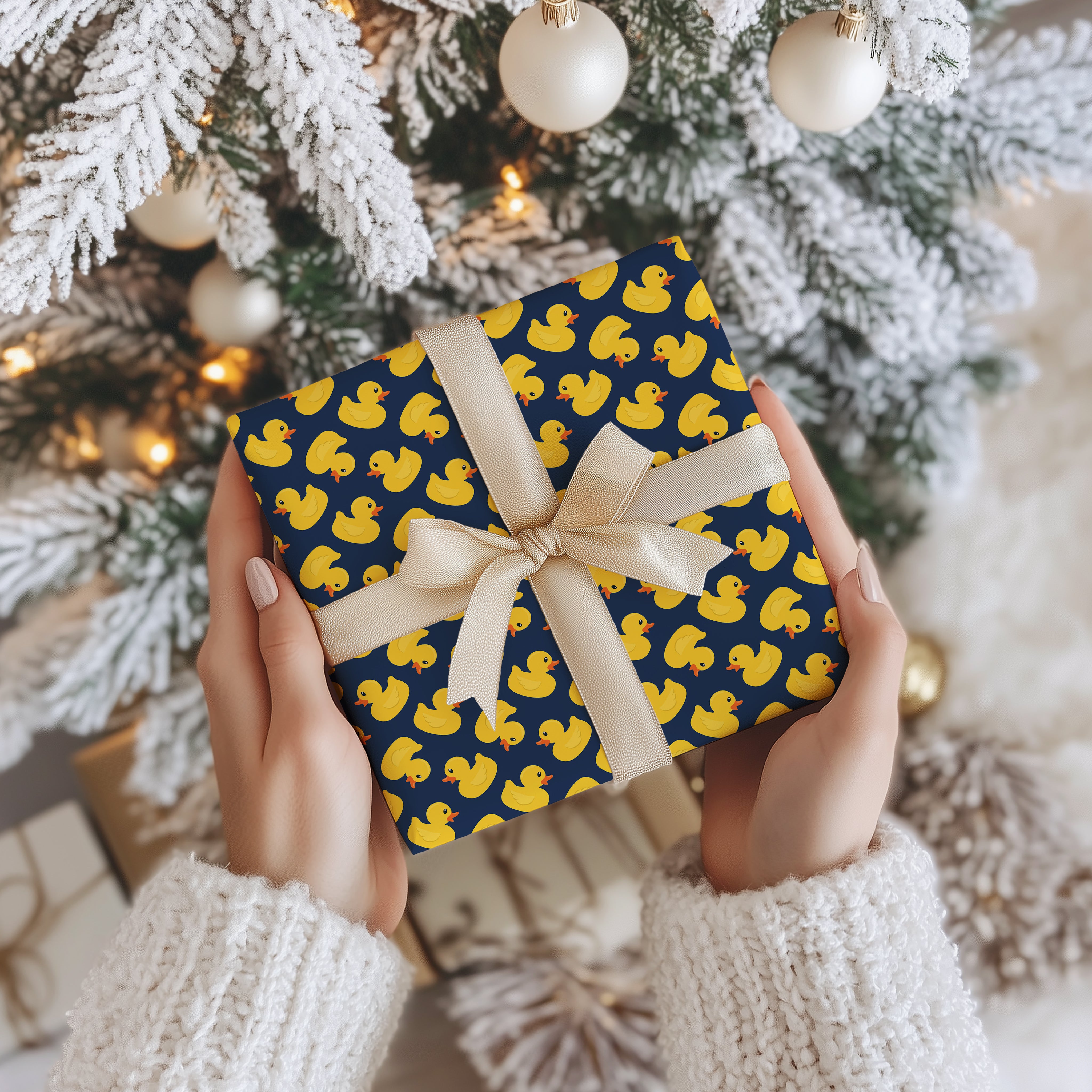 Yellow Rubber Duck Gift Wrapping Paper Sheets – Pack of 2 50x70cm Navy