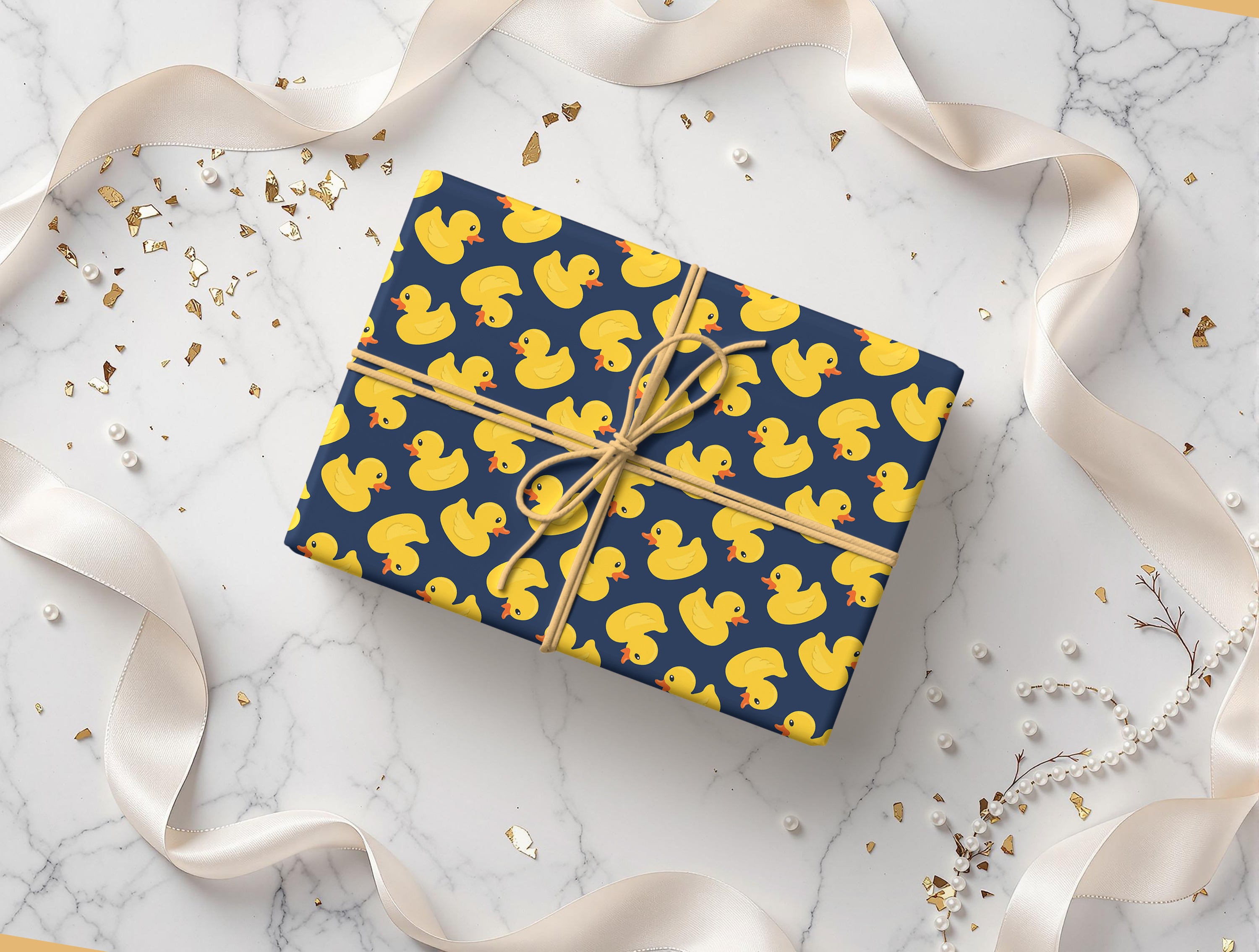 Yellow Rubber Duck Gift Wrapping Paper Sheets – Pack of 2 50x70cm Navy