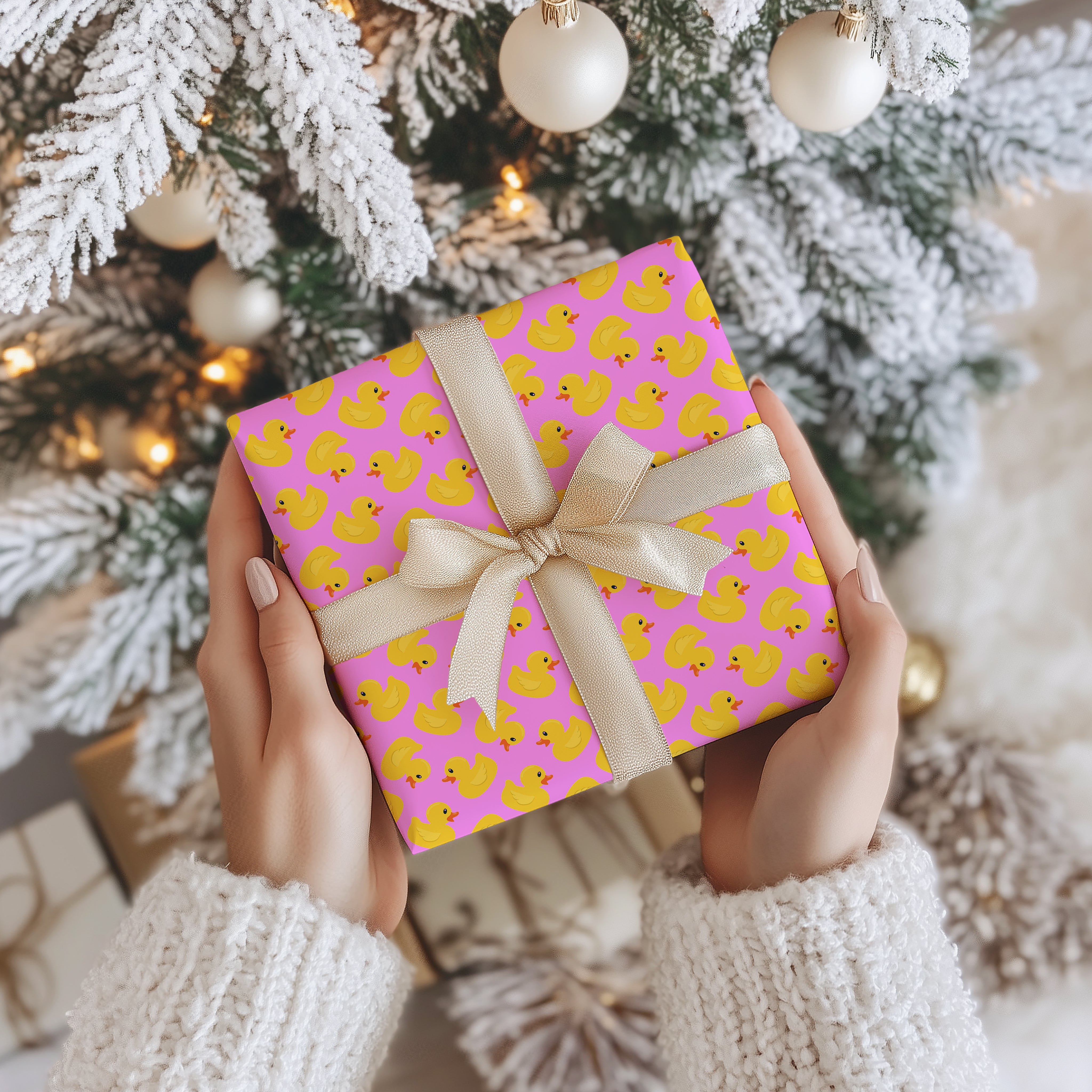 Yellow Rubber Duck Gift Wrapping Paper Sheets – Pack of 2 50x70cm Pink
