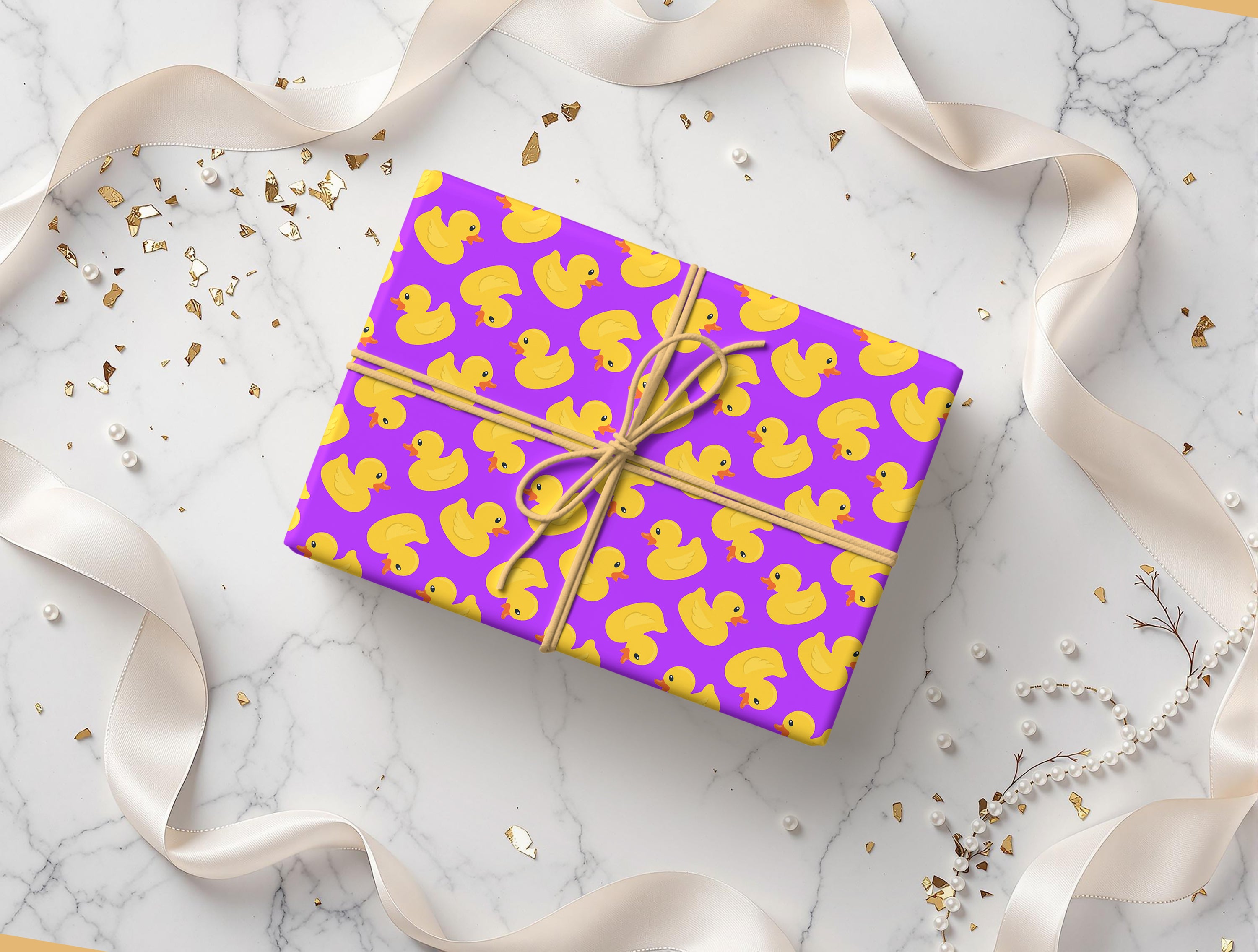 Yellow Rubber Duck Gift Wrapping Paper Sheets – Pack of 2 50x70cm Purple