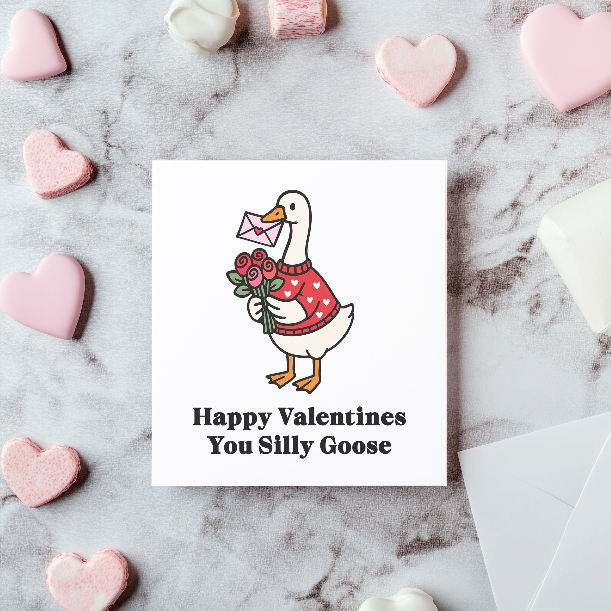 Funny Valentine's Day Card - Silly Goose Greeting Card - Punny Love Card