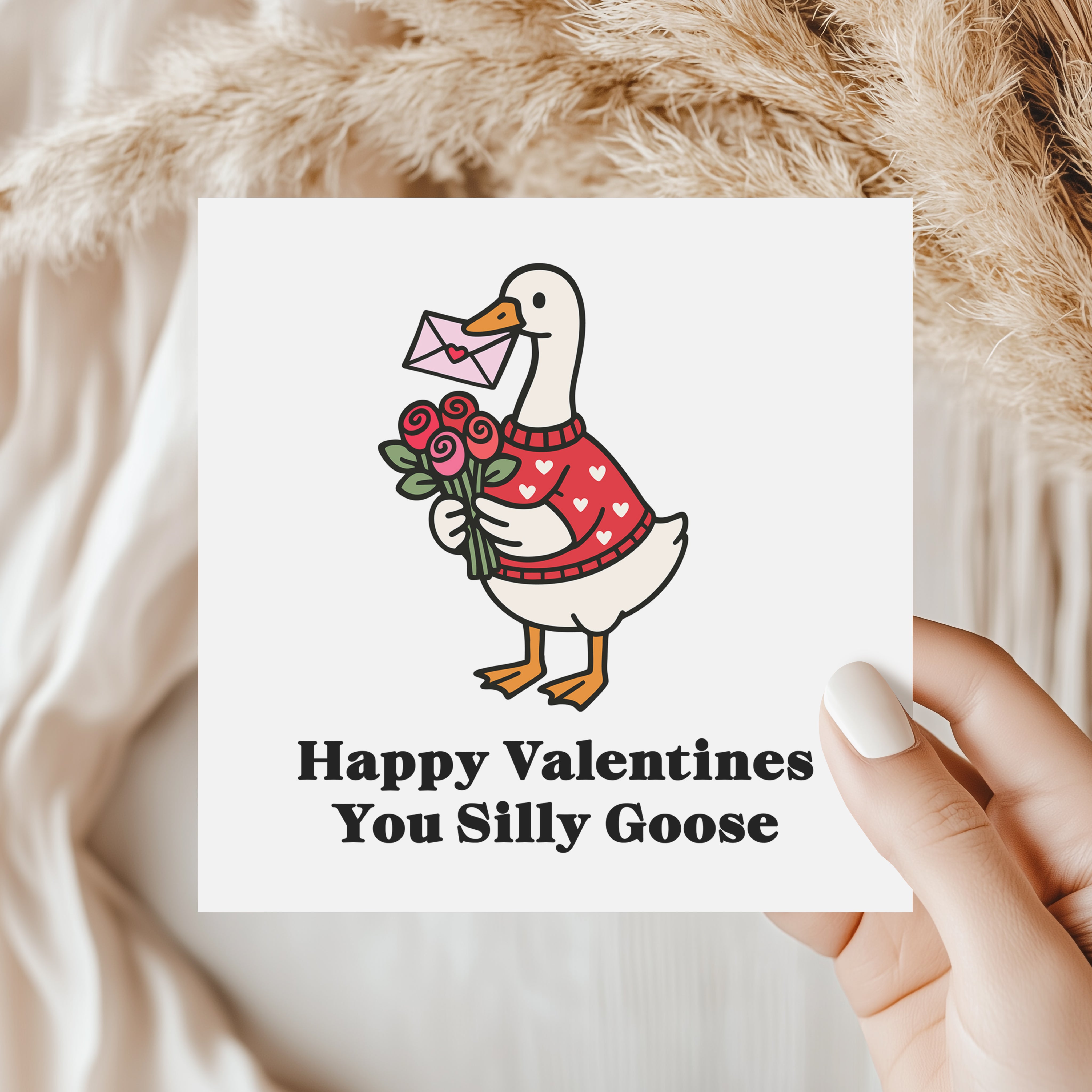 Funny Valentine's Day Card - Silly Goose Greeting Card - Punny Love Card