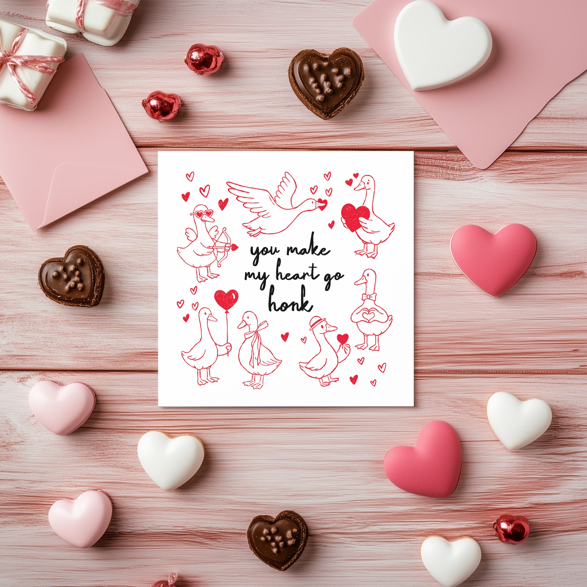 You Make My Heart Go Honk Card - Funny Valentine's Day Goose Card