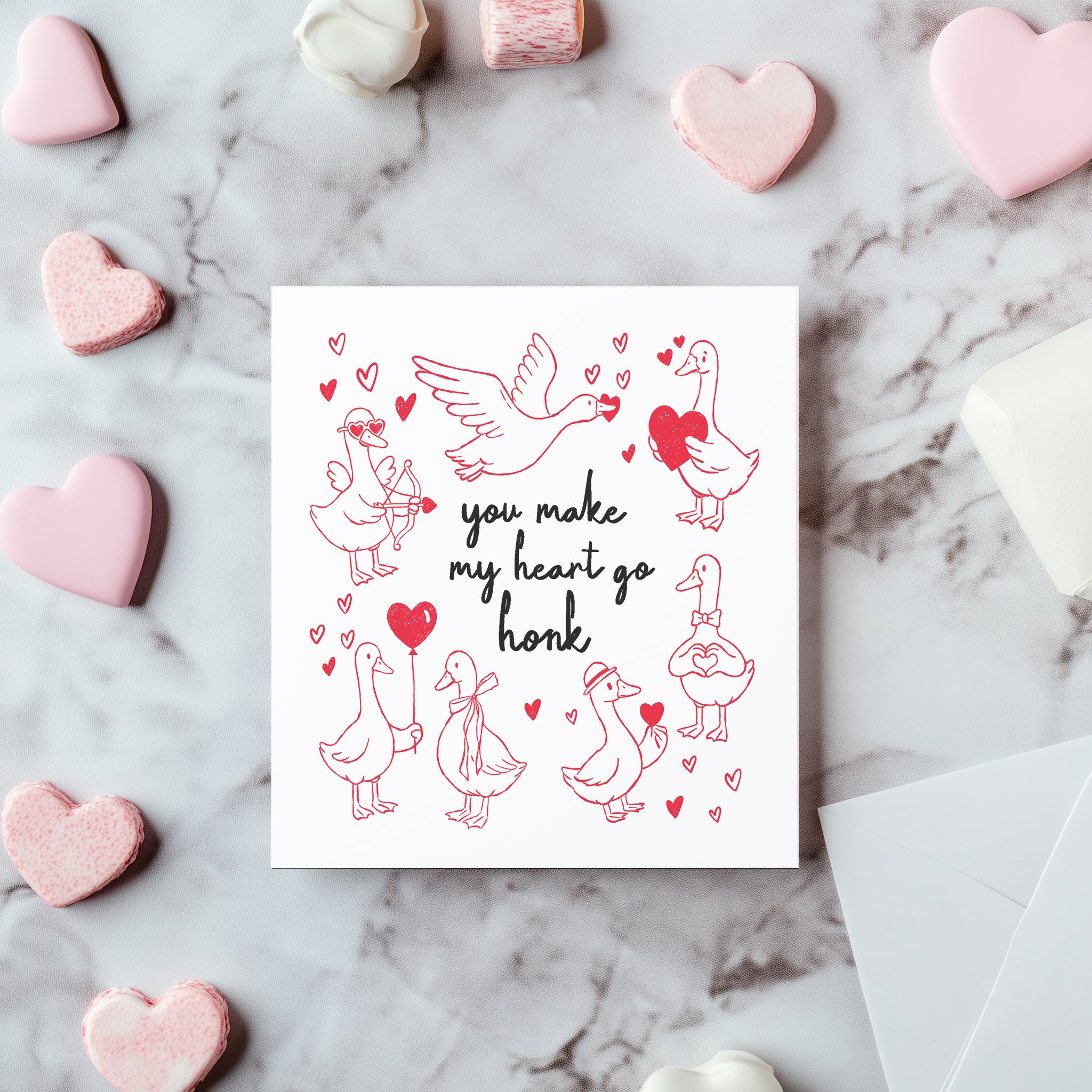You Make My Heart Go Honk Card - Funny Valentine's Day Goose Card