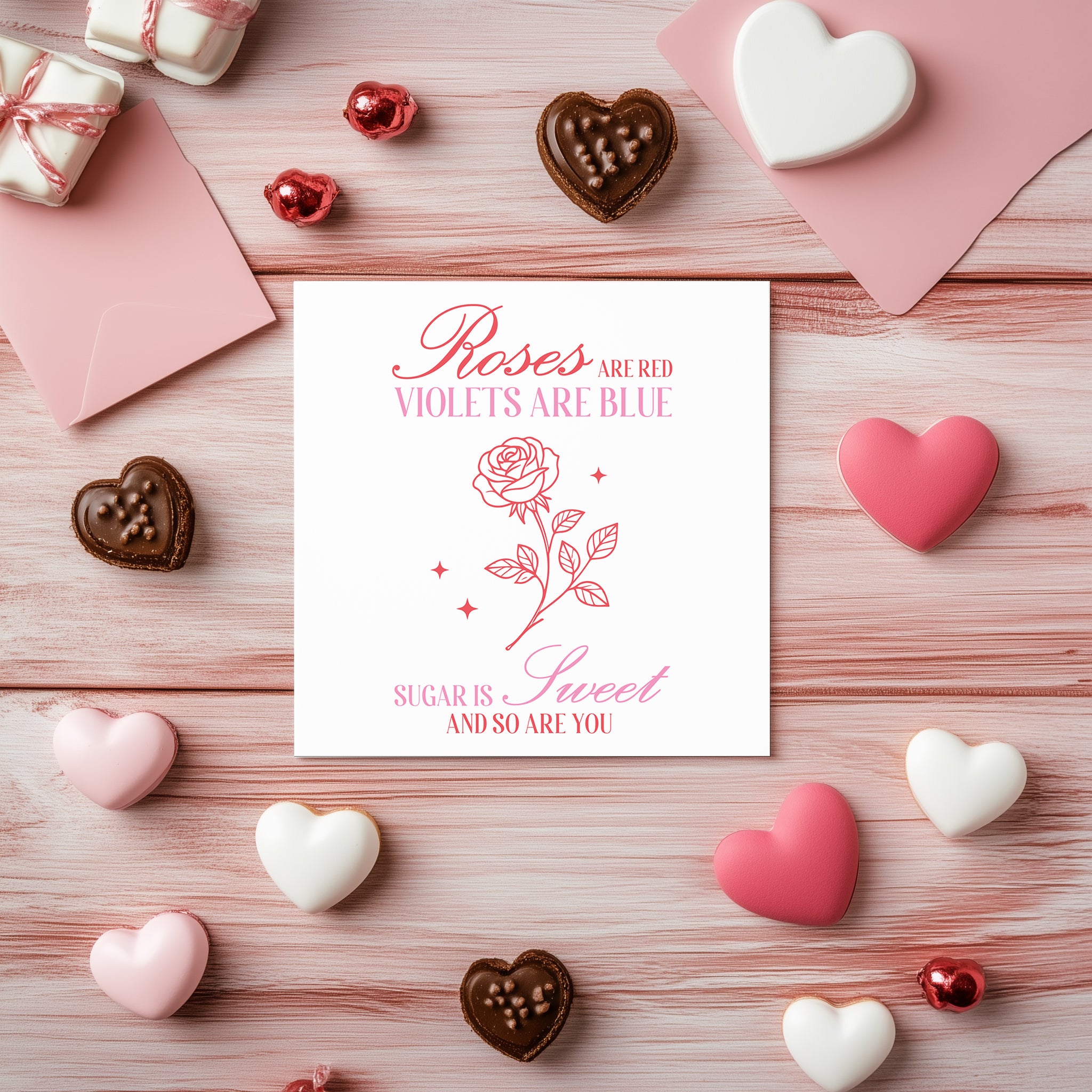 Roses are Red Violets are Blue Card - Sweet Romantic Valentine Card