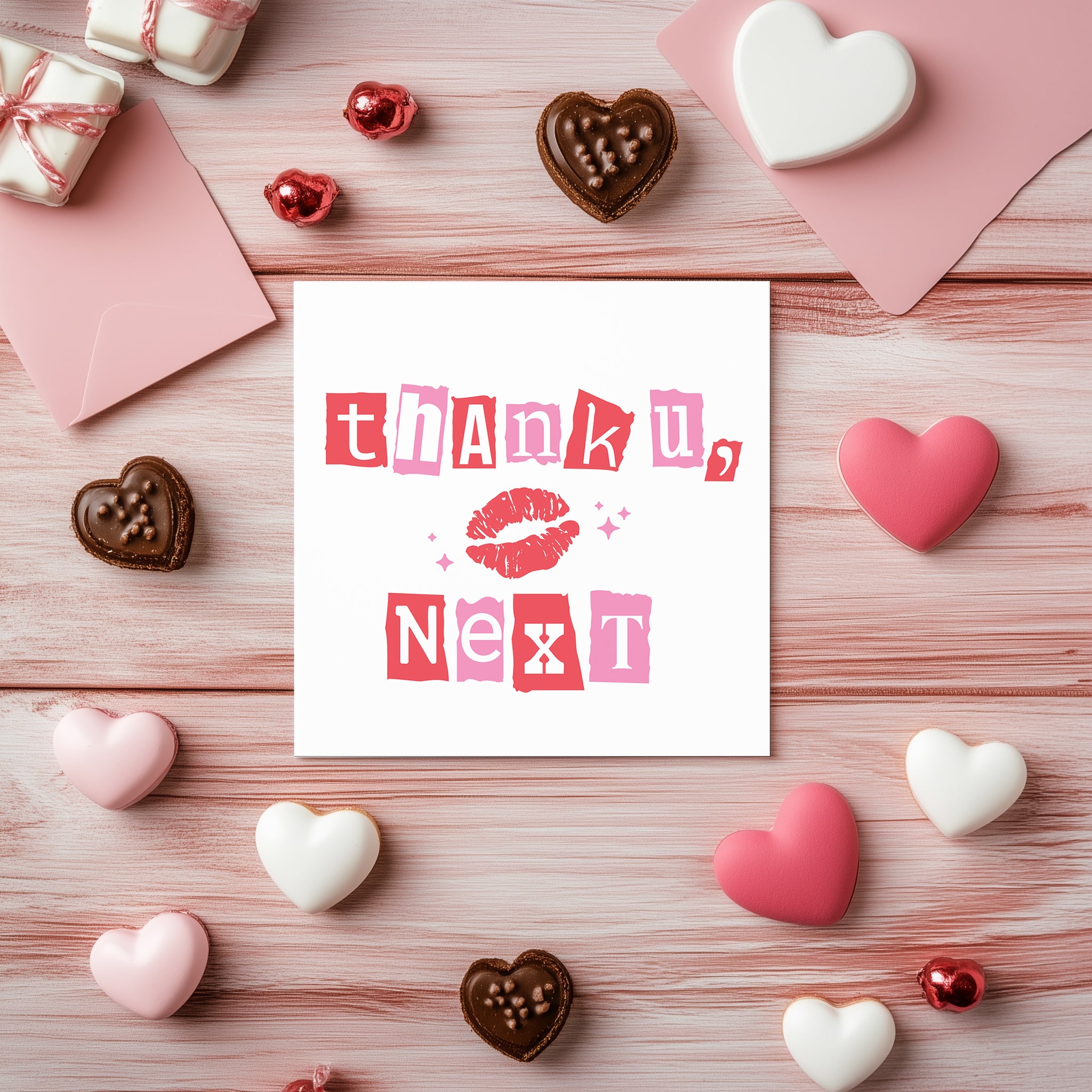 Thank U Next Valentine's Card - Retro Ransom Note Greeting Card