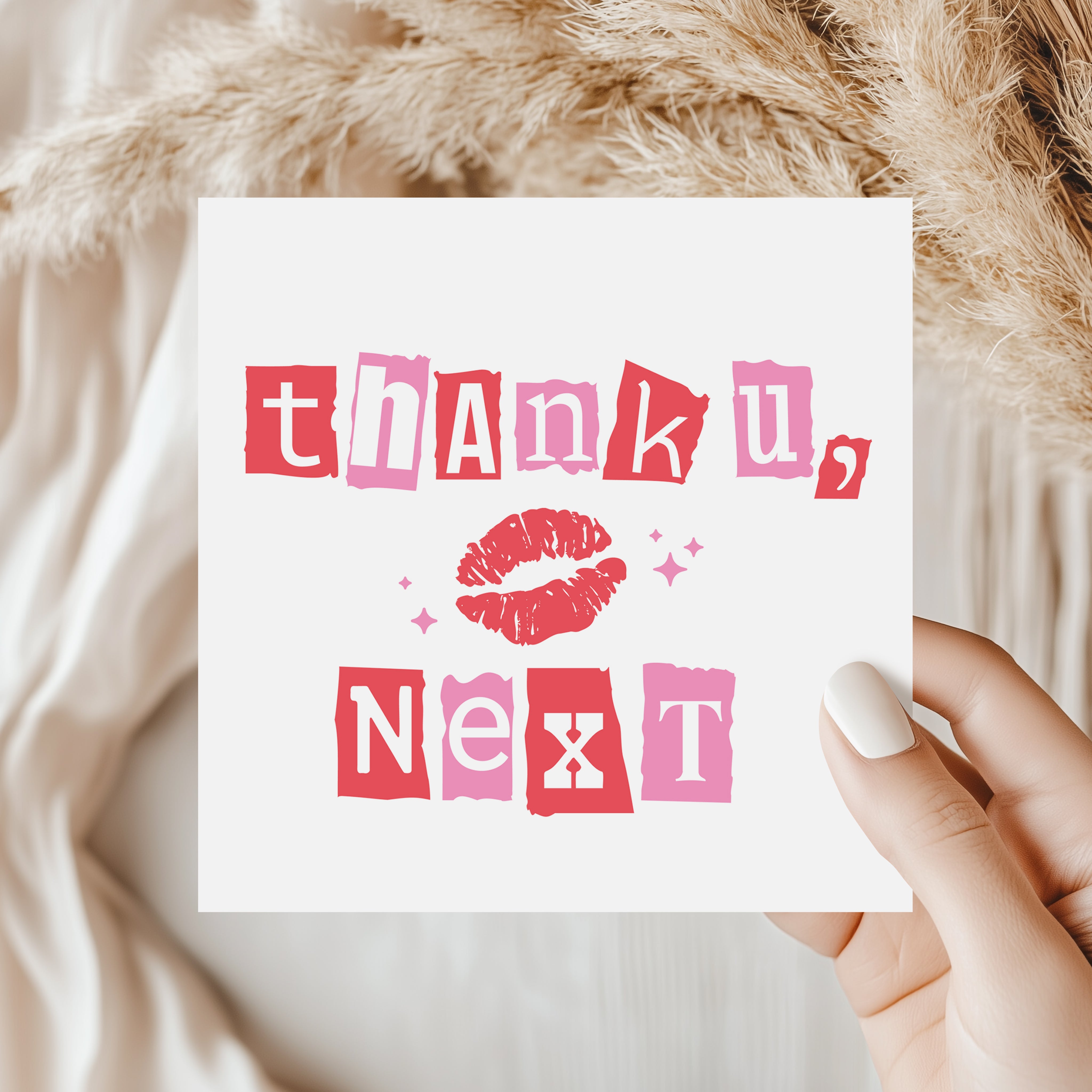 Thank U Next Valentine's Card - Retro Ransom Note Greeting Card