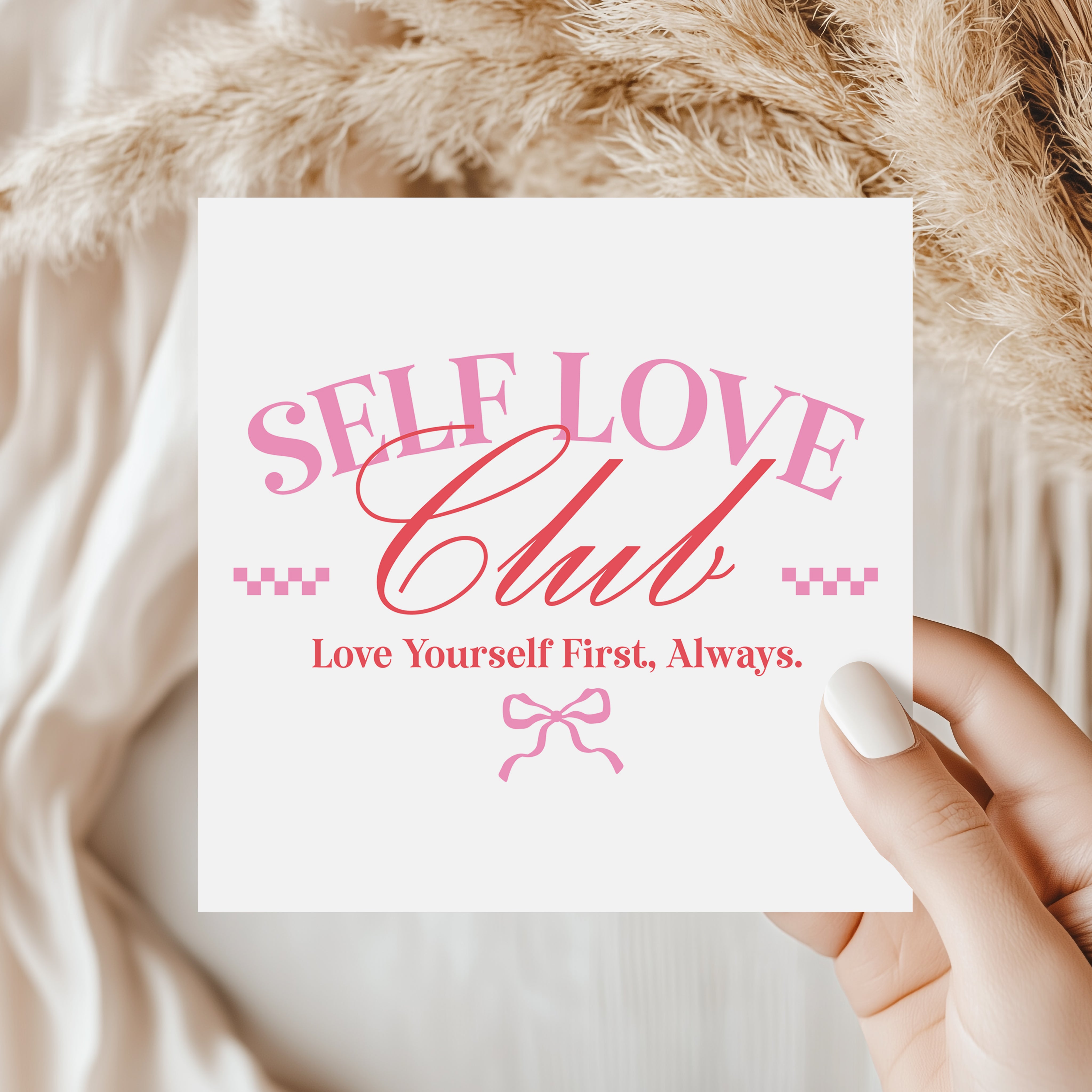 Self Love Club Valentine's Card - Retro Pink Empowerment Card