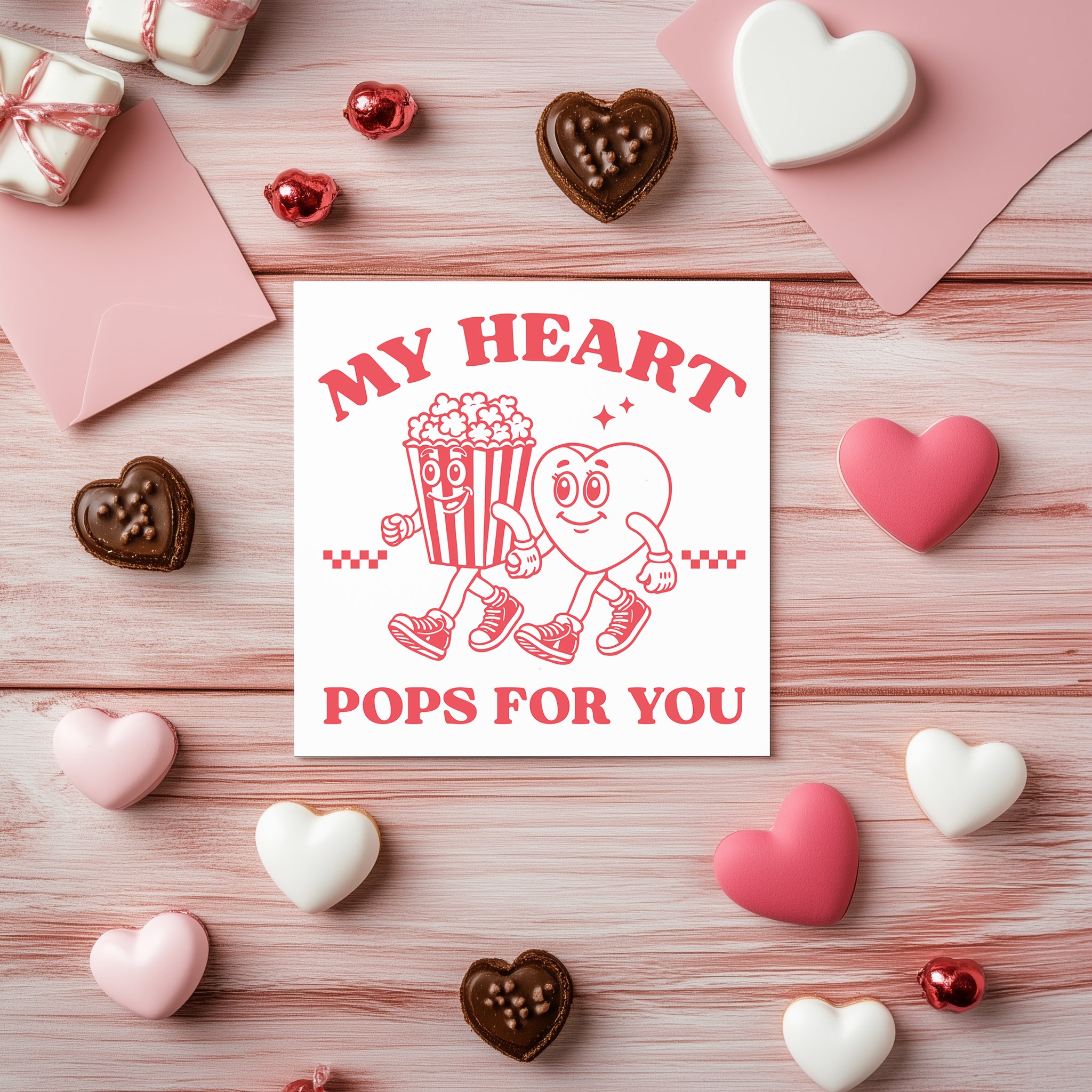 My Heart Pops For You Card - Funny Popcorn Valentine's Day Card