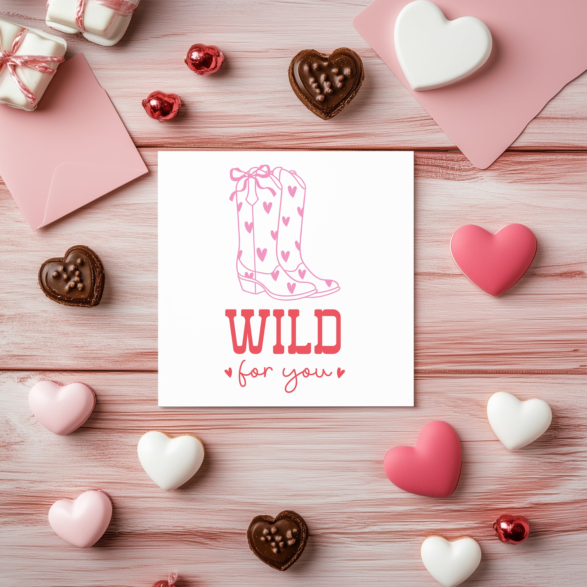 Wild For You Cowboy Boot Valentine Card - Western Aesthetic Love Card