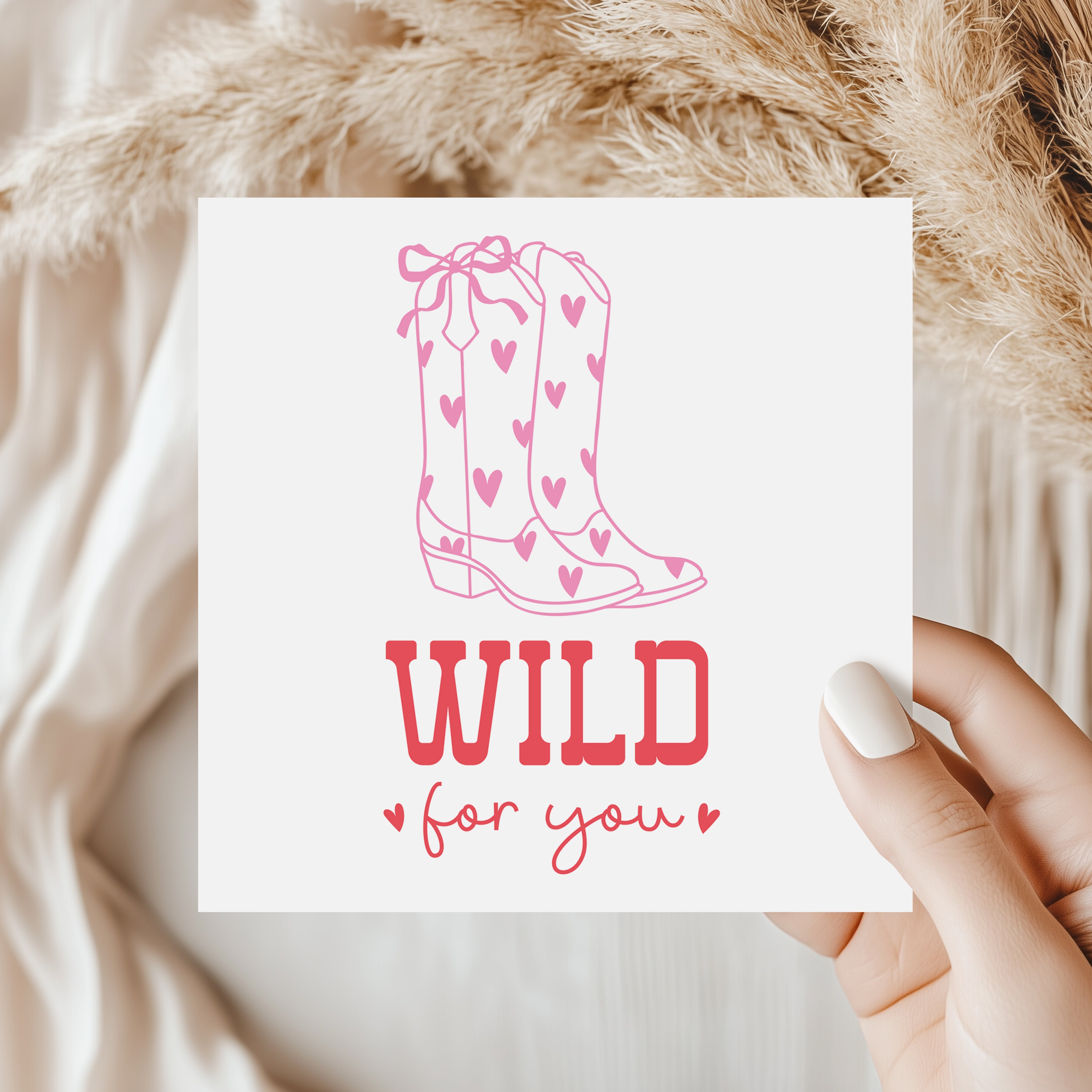Wild For You Cowboy Boot Valentine Card - Western Aesthetic Love Card