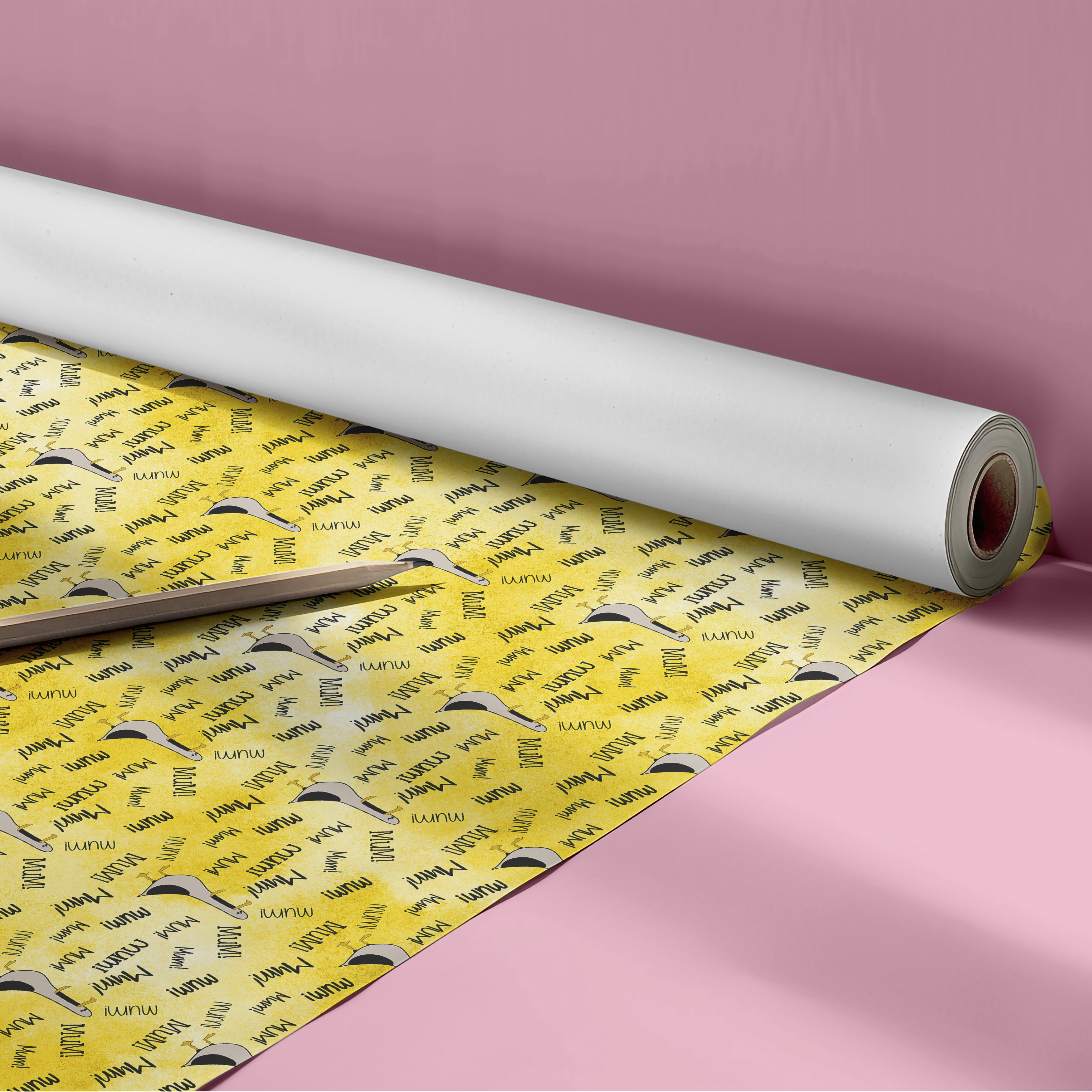 Funny Seagull Mum Wrapping Paper Sheet – Humorous Mother's Day or Birthday Gift Wrap for Her, Yellow