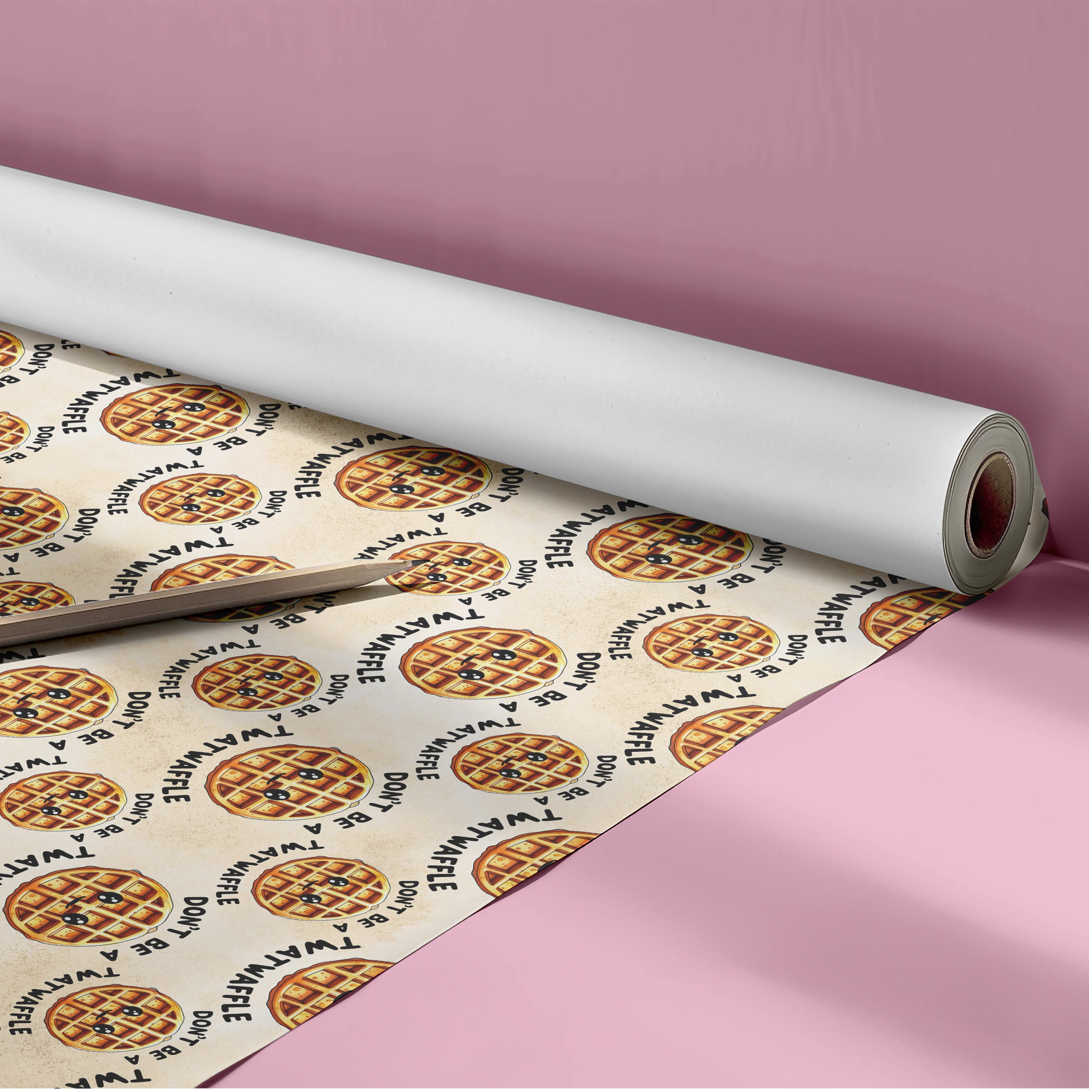 "Don't Be A Twatwaffle" Waffle Wrapping Paper Sheet – Funny Novelty Rude Gift Wrap for Birthdays and Gag Gifts, Cream