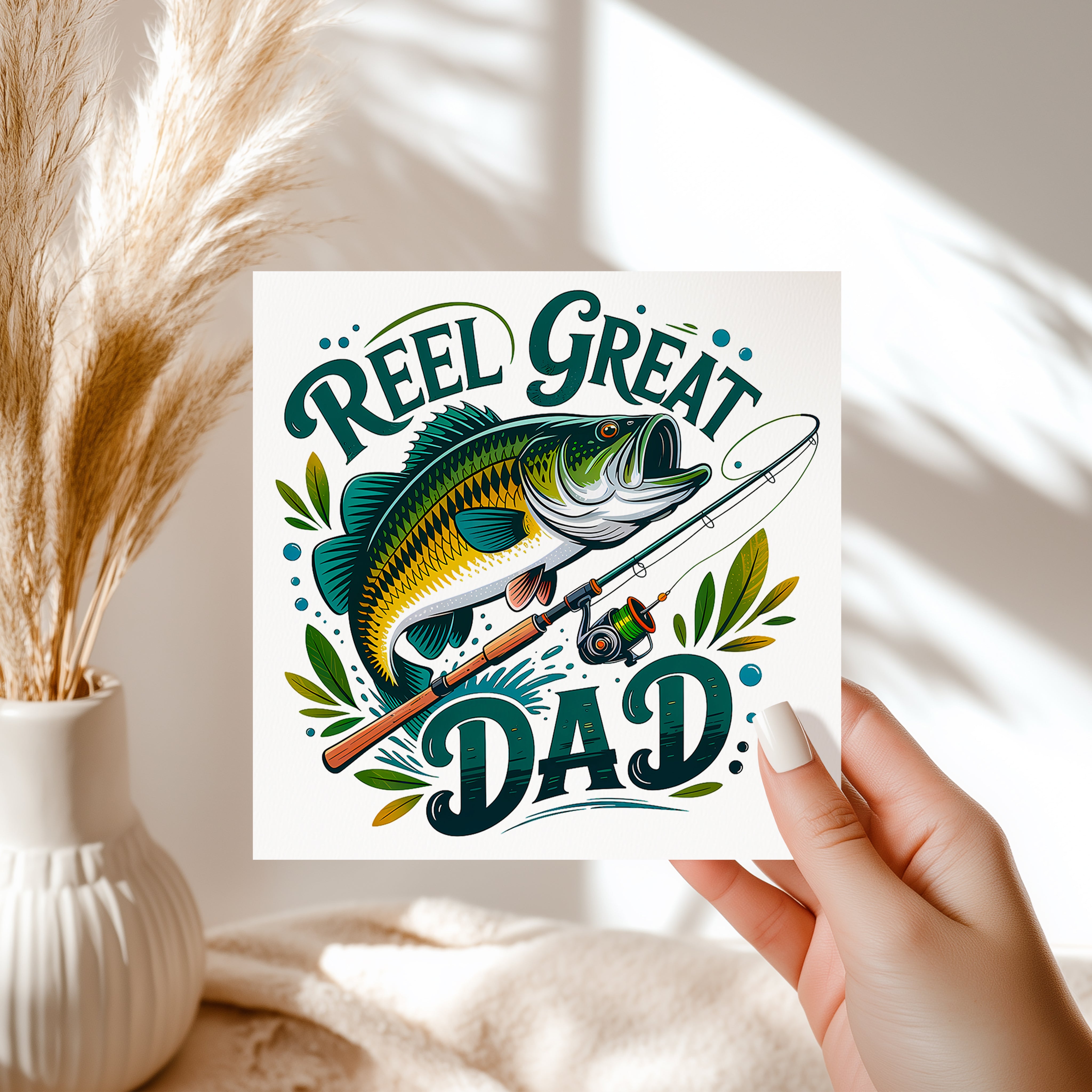 Reel Great Dad Card Funny Fishing Father’s Day Greeting Card For Daddy