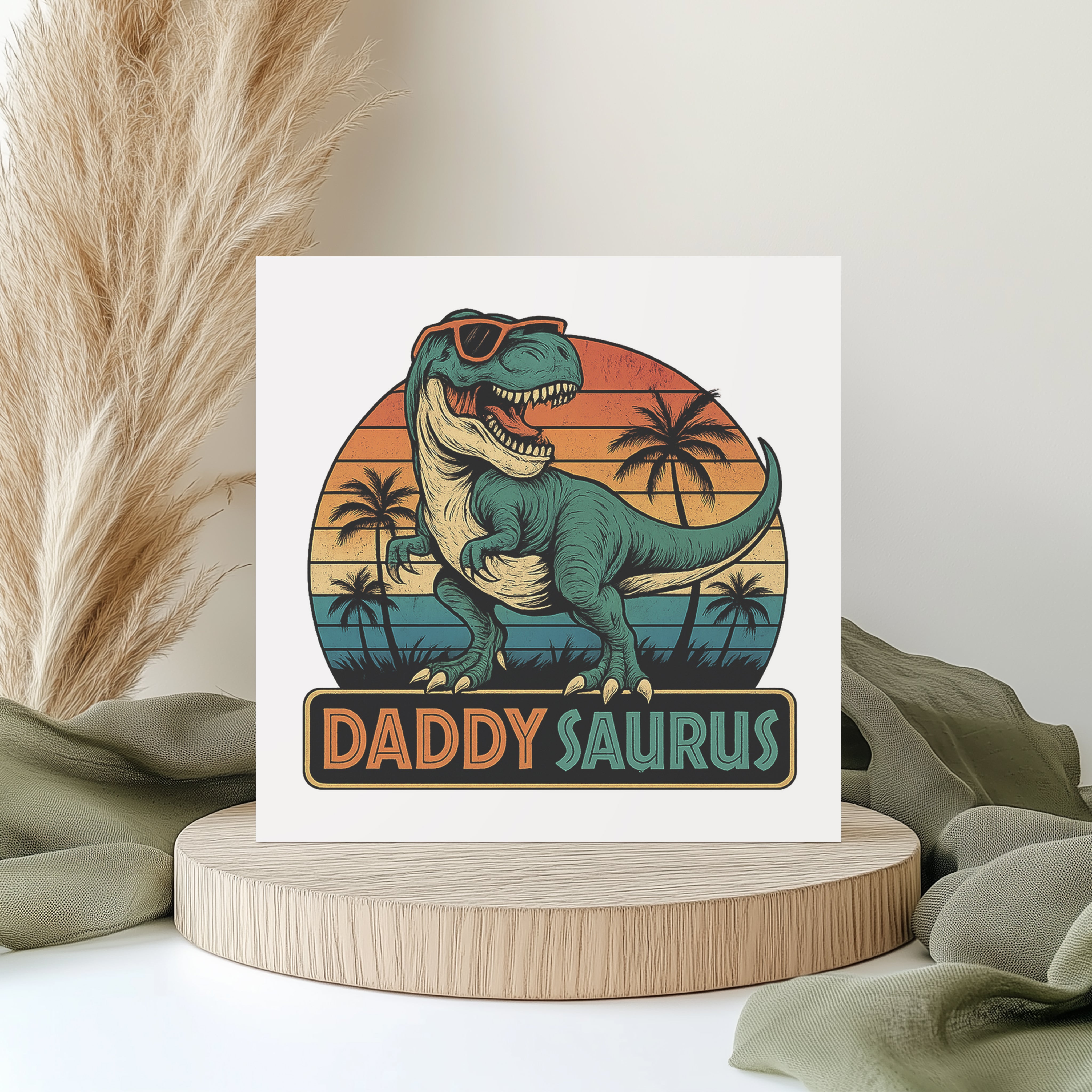 Daddysaurus Card Funny T-Rex Dinosaur Father’s Day Greeting Card For Dad
