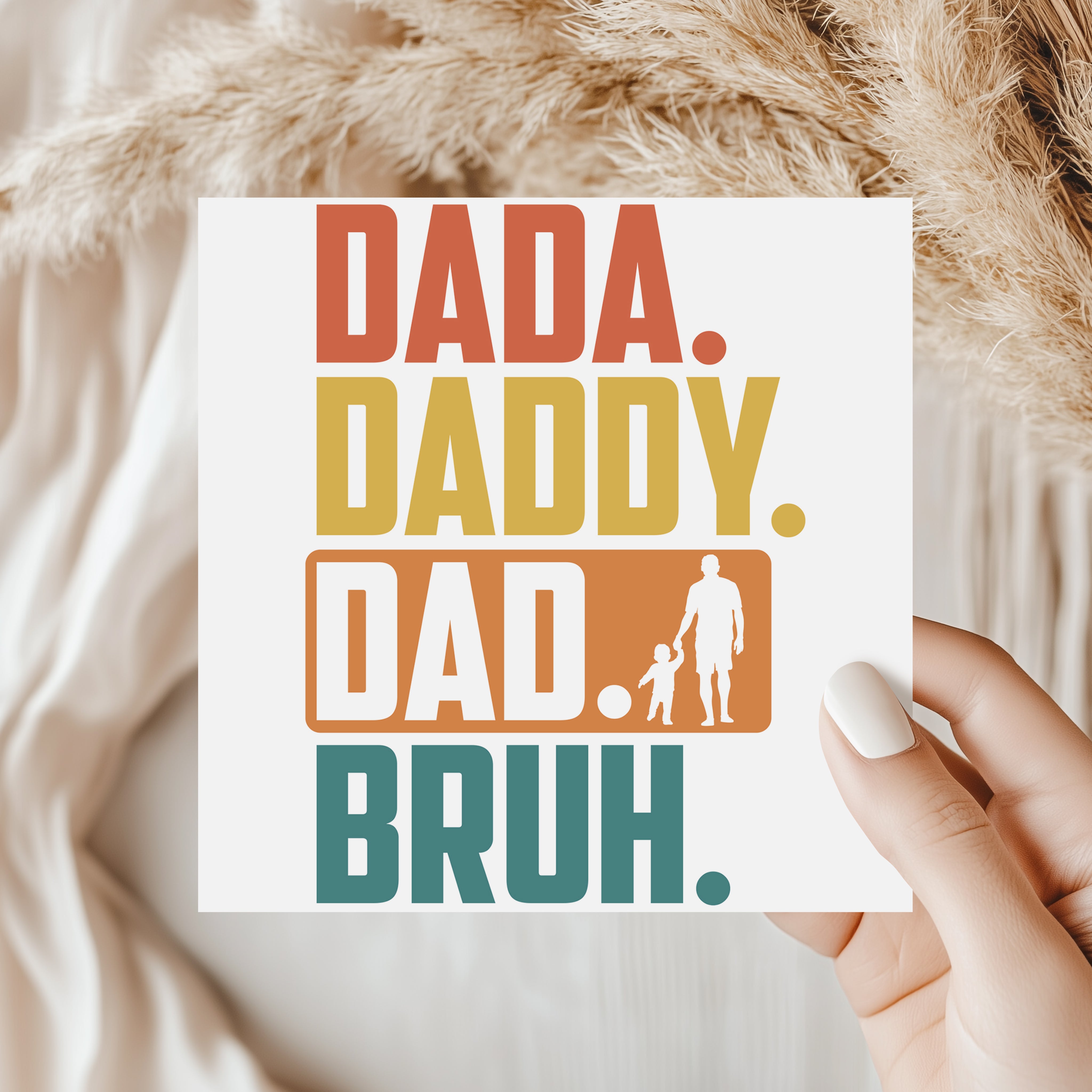Dada Daddy Dad Bruh Card Funny Retro Father’s Day Greeting Card For Him Son