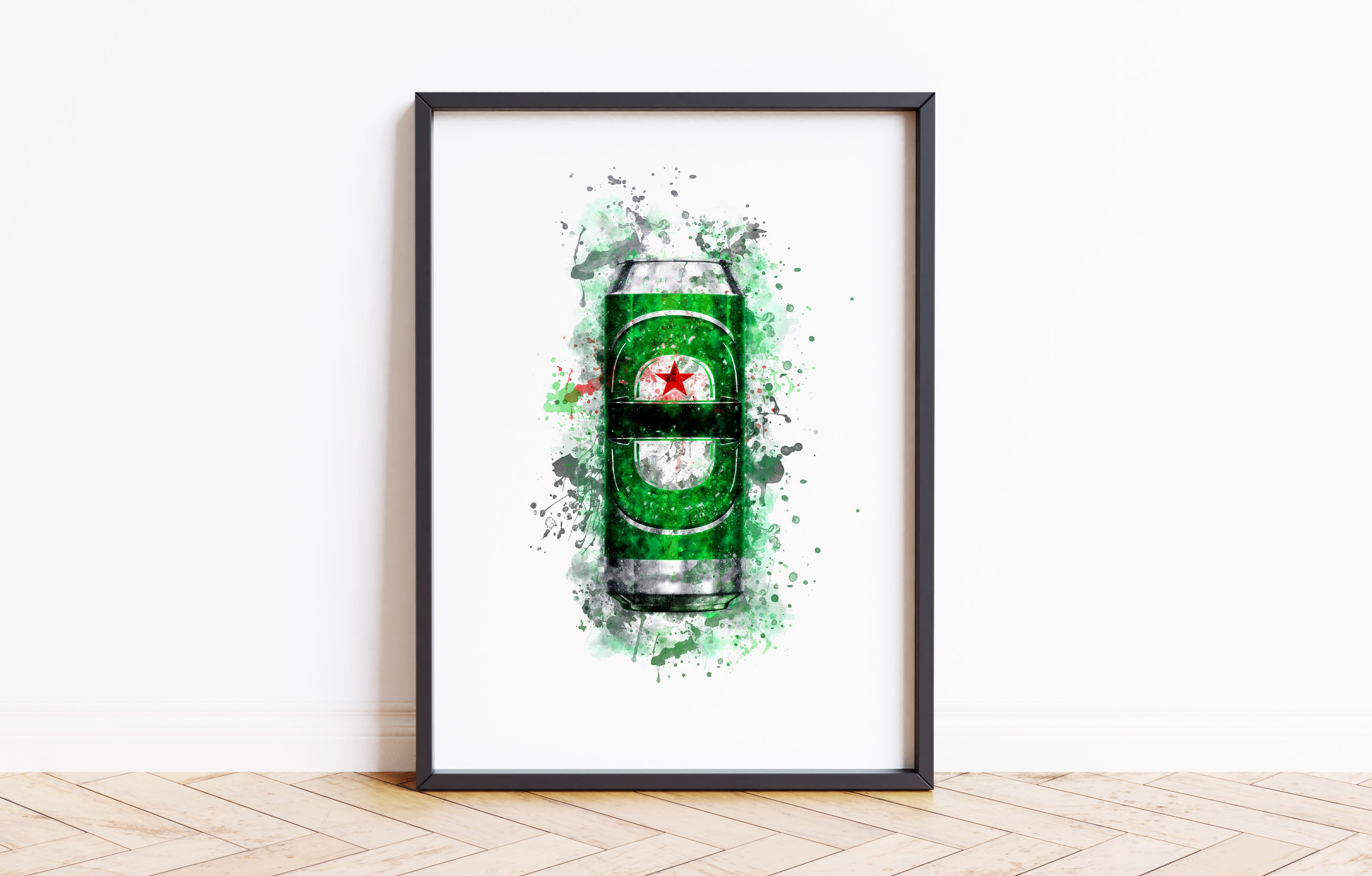 Watercolour Green Beer Can Paint Splash Print