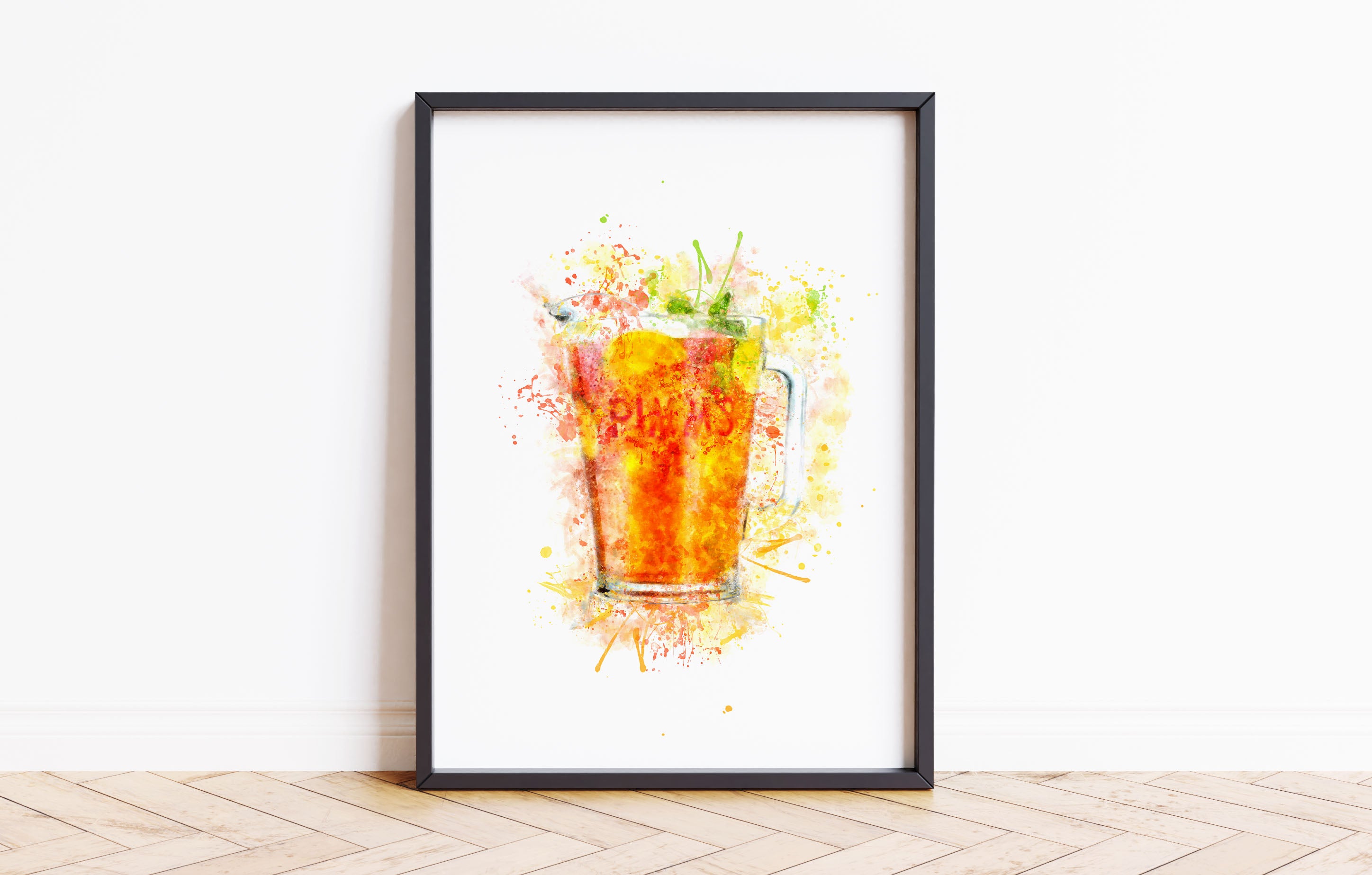 Watercolour Summer Fruits Cocktail Jug Paint Splash Print