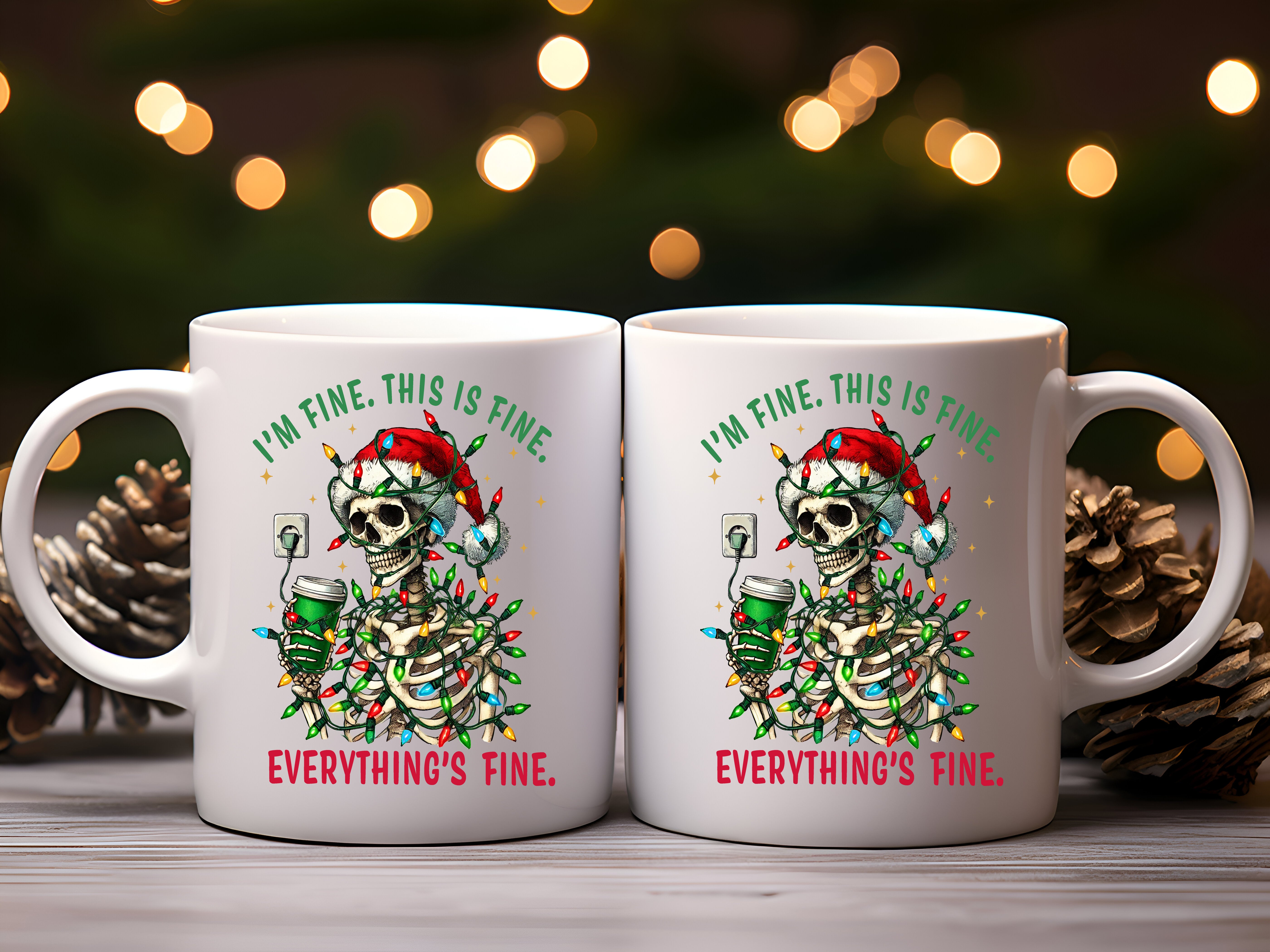 I'm Fine, Everythings Fine Funny Mug Christmas Themed Coffee Cup Xmas Gifts