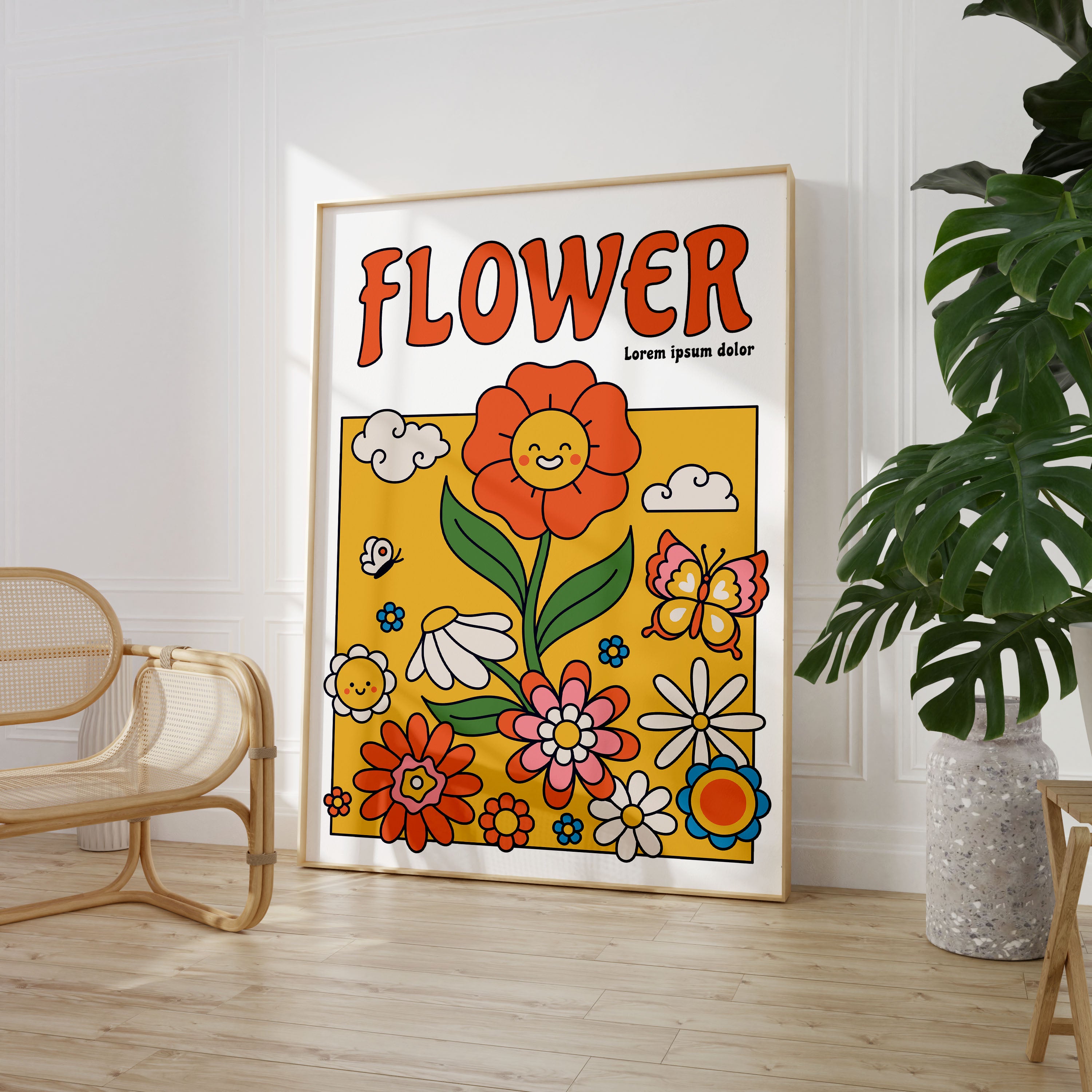 Retro Groovy Flower Print