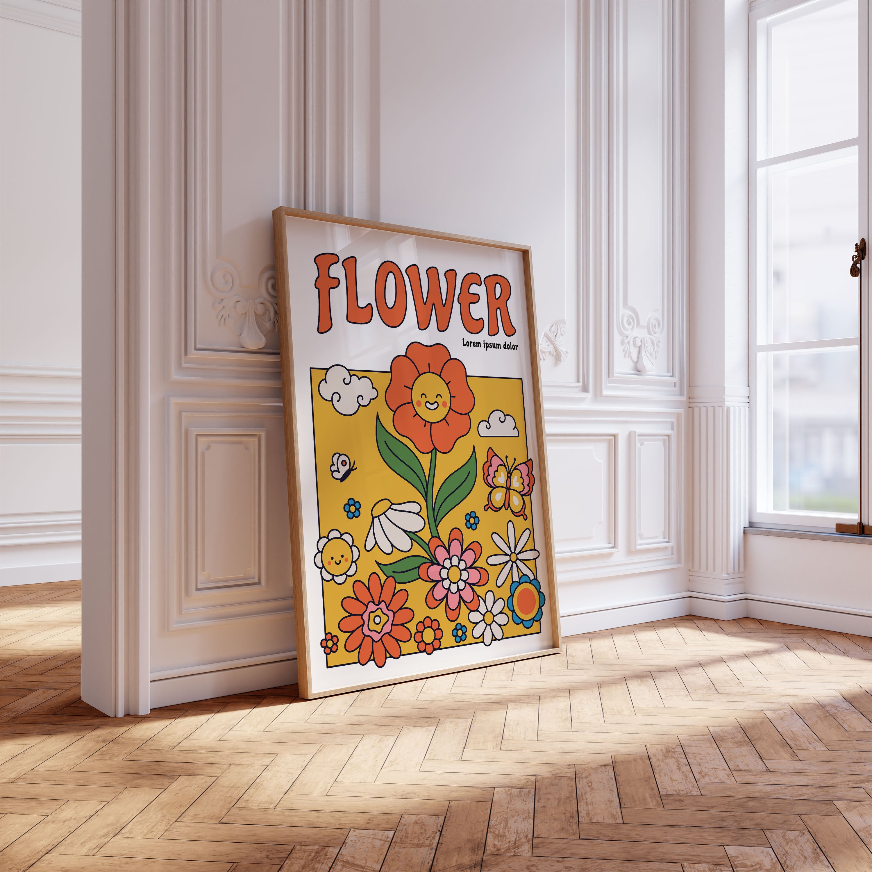 Retro Groovy Flower Print