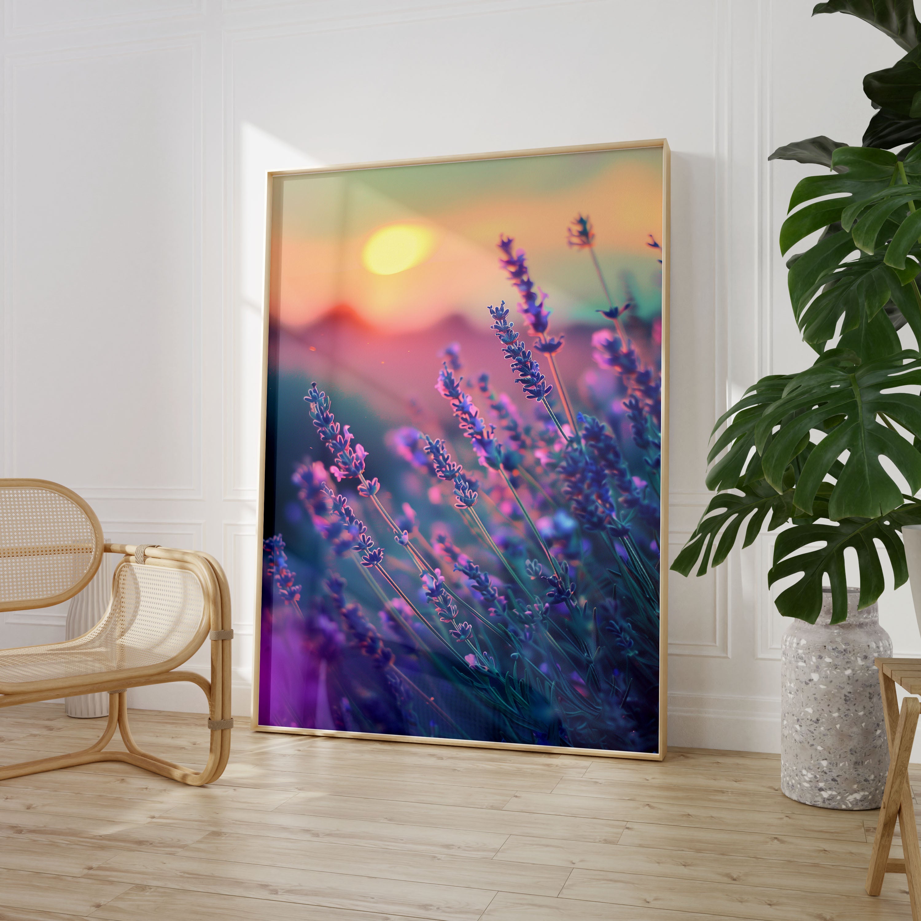 Set of 3 Flower Sunset Photos Poster Print