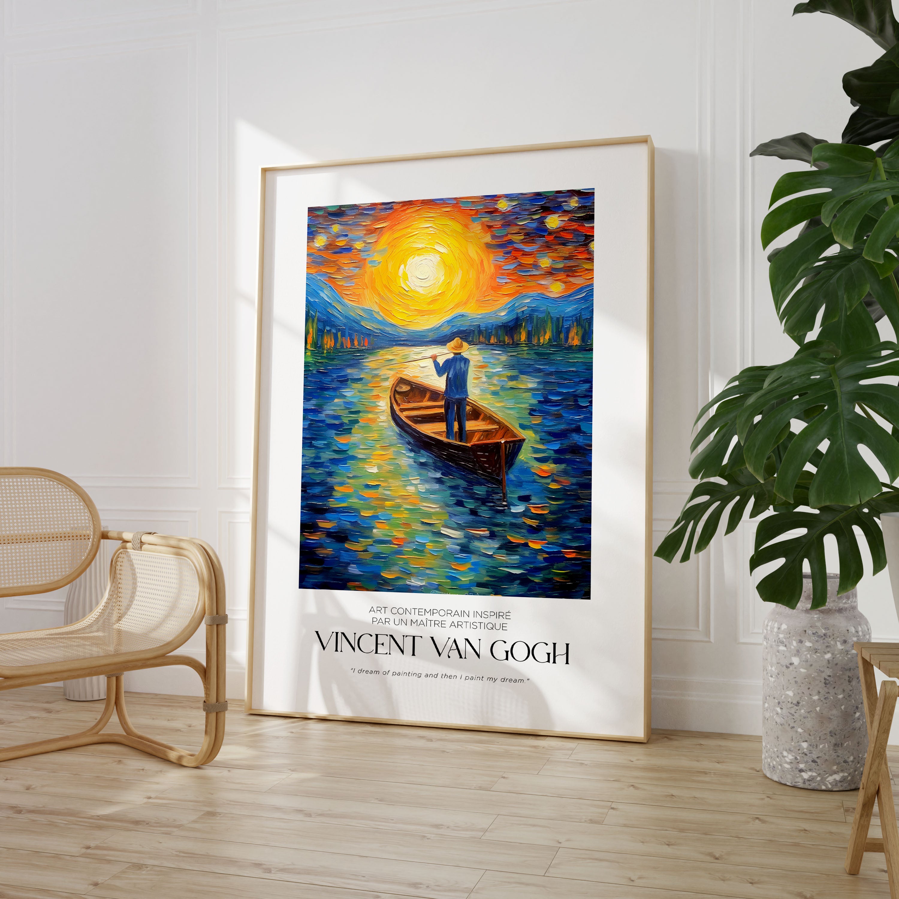 Set of 3 Vincent Van Gogh Sunset Oil Painting Poster Prints