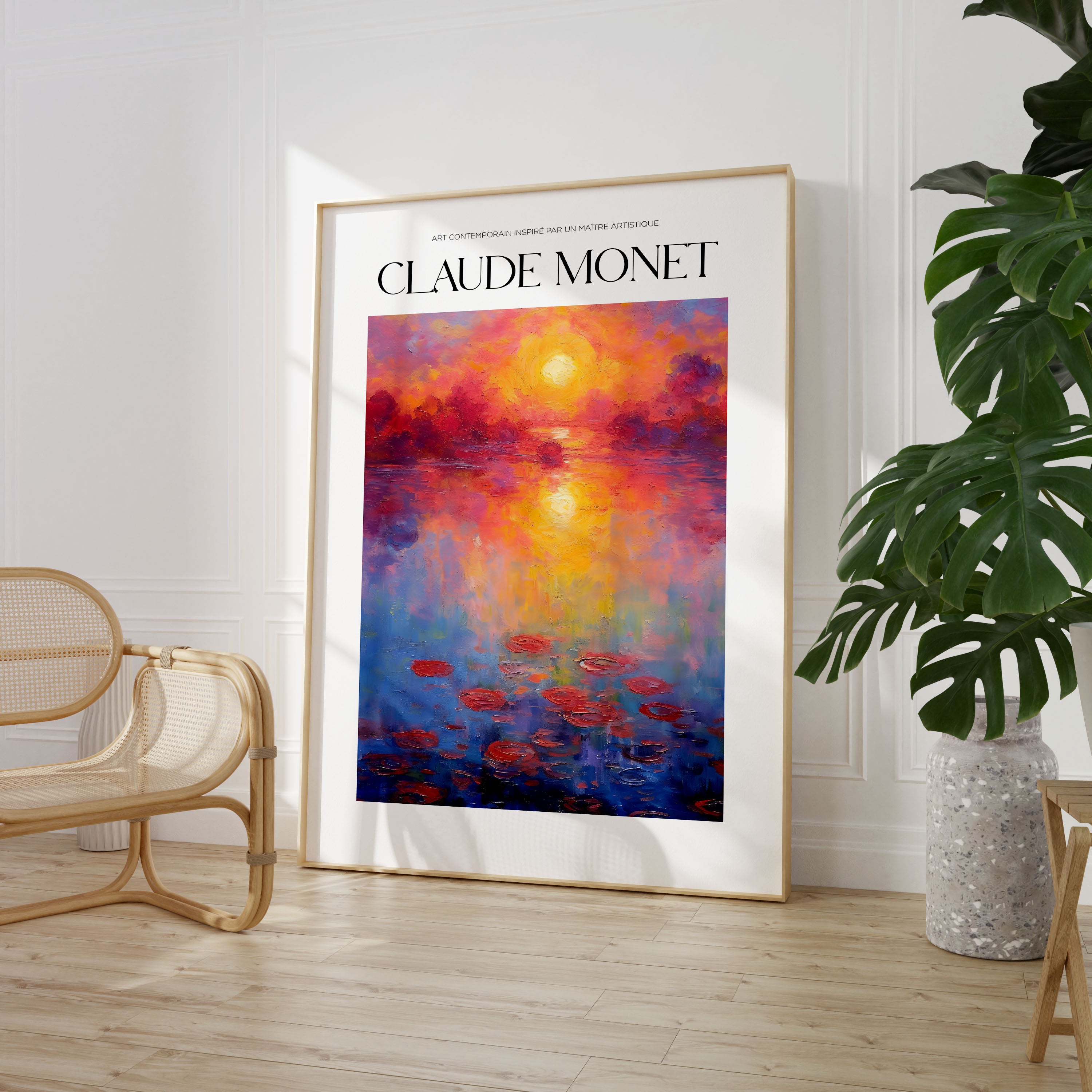 Set of 3 Monet Floral Sunsets Oil Painting Poster Prints