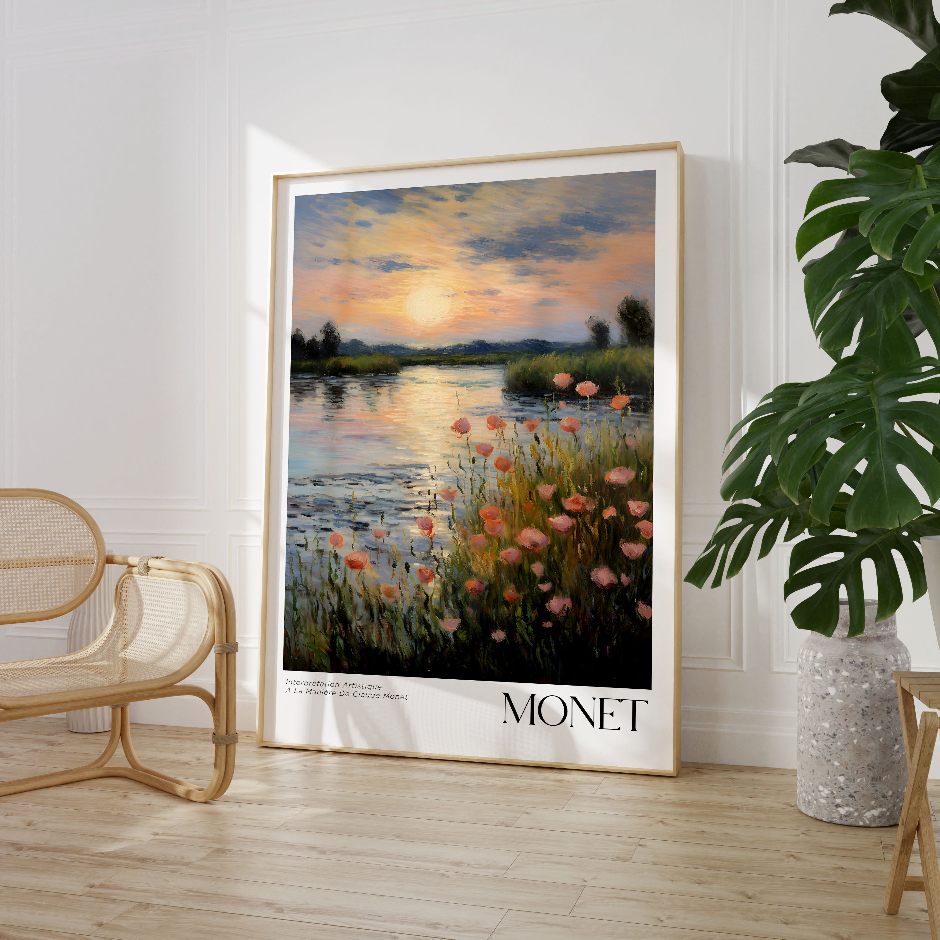 Set of 3 Monet Floral Sunsets Oil Painting Poster Prints