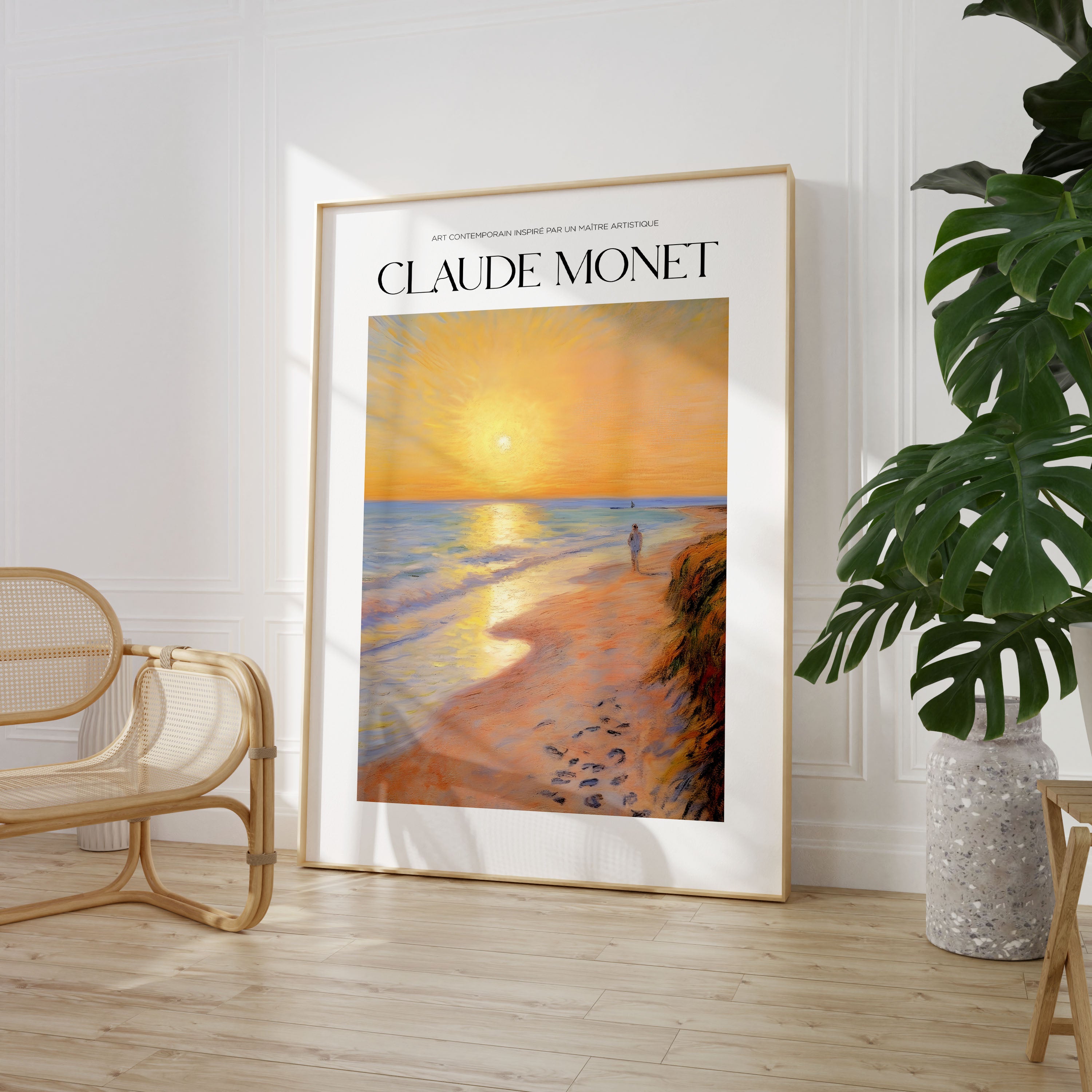 Set of 3 Monet Floral Sunsets Oil Painting Poster Prints