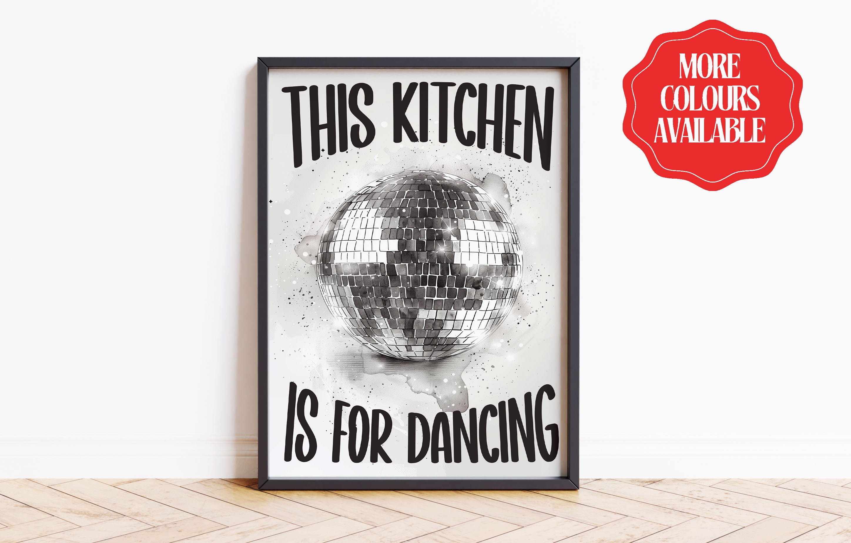 this kitchen is for dancing poster fun music quote print grey