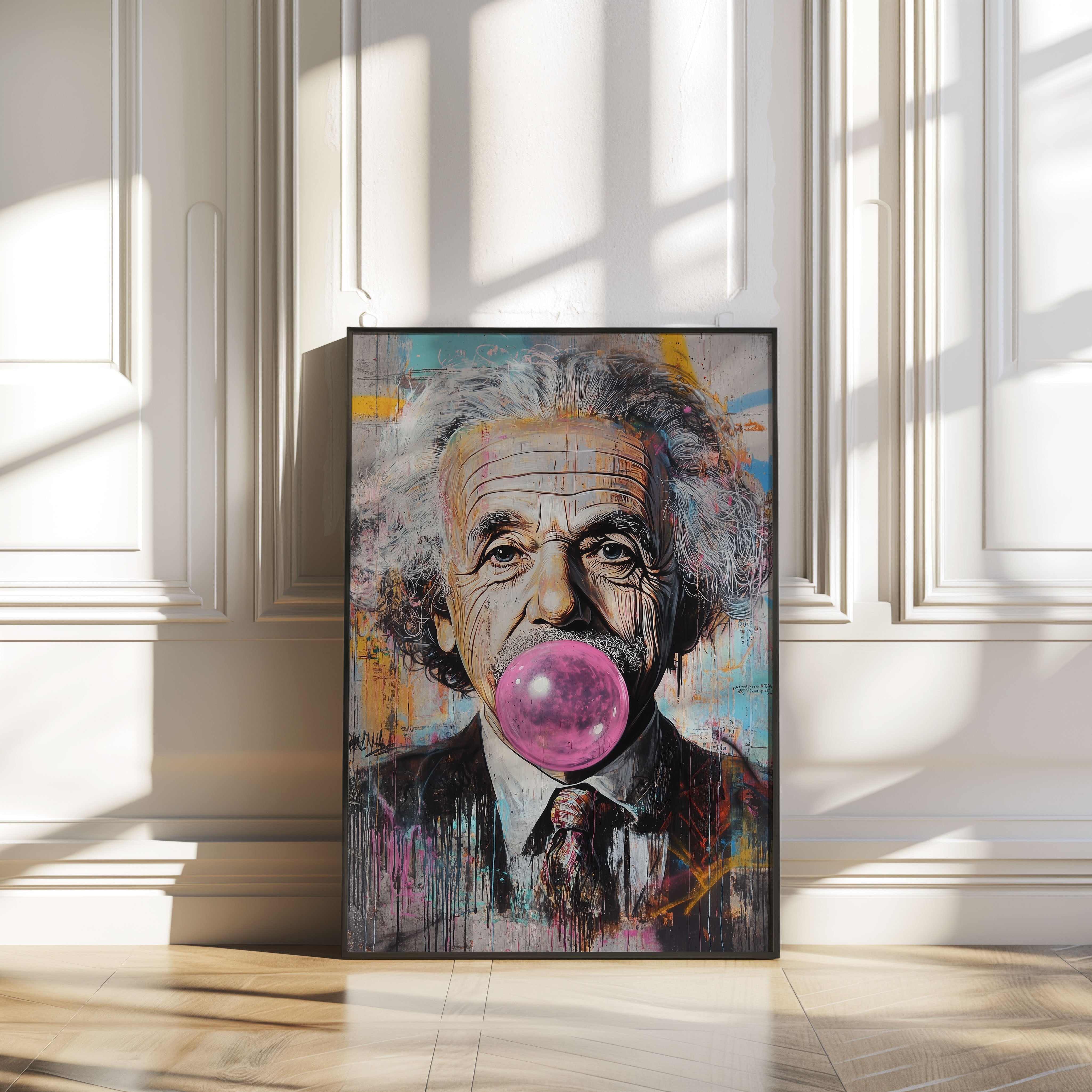 Pink Bubblegum Einstein Poster Home Decor Quote Wall Prints Albert Graffiti Style