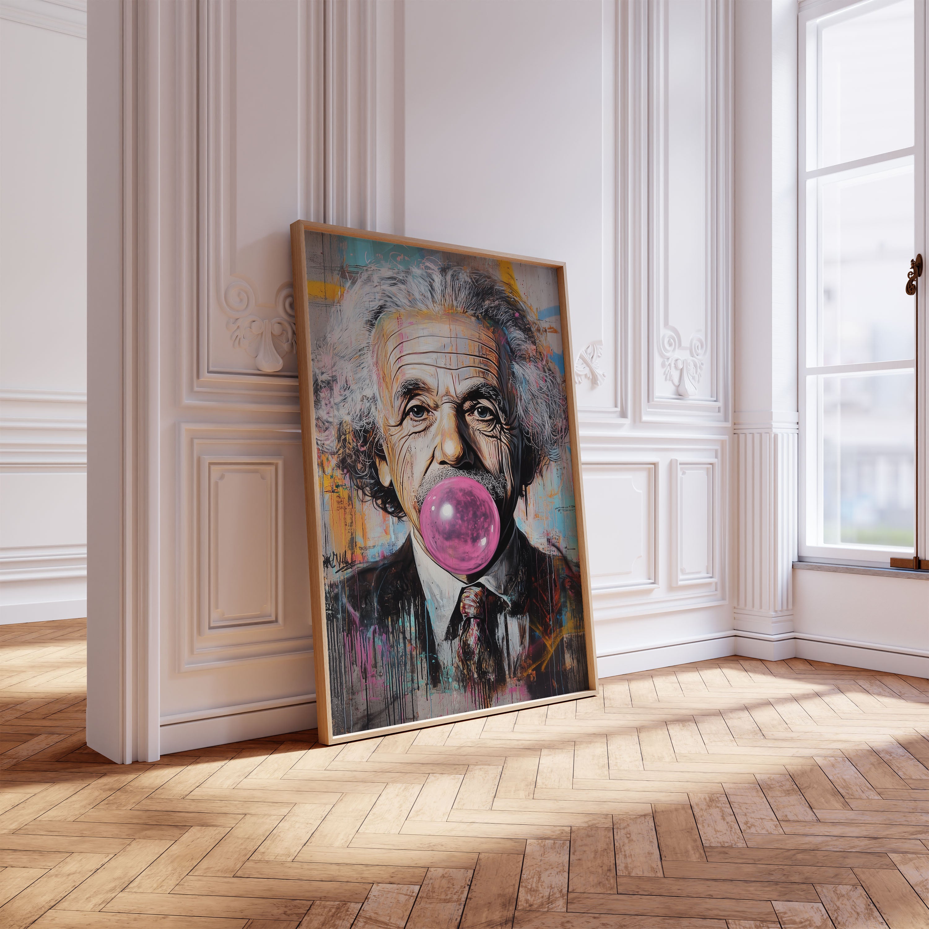 Pink Bubblegum Einstein Poster Home Decor Quote Wall Prints Albert Graffiti Style